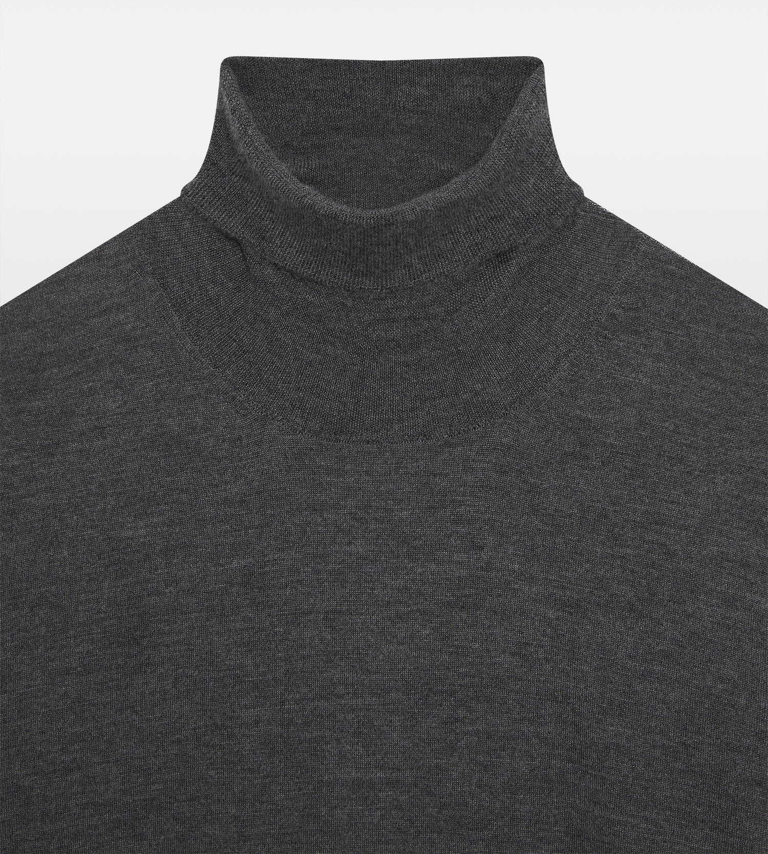 Pull fin à col roulé en cachemire & soie gris