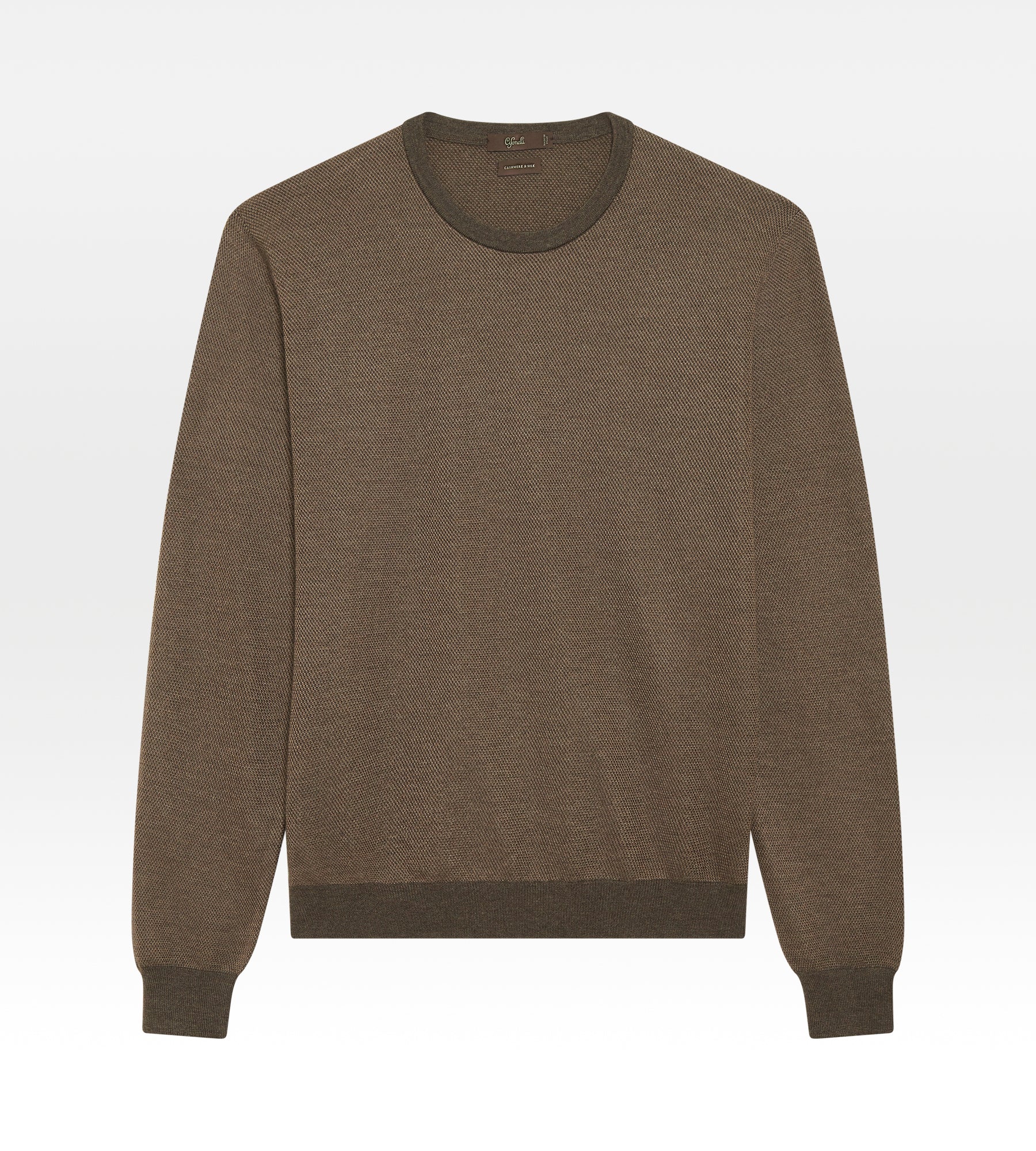 Pull fin en cachemire & soie marron