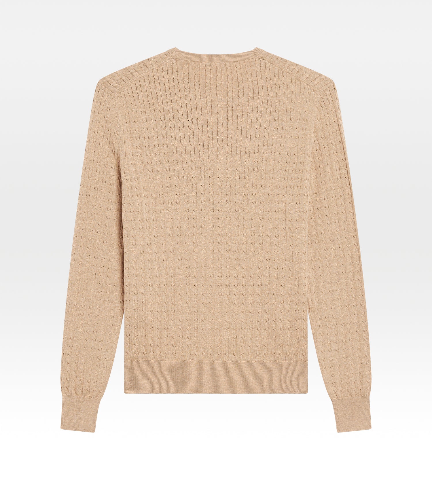 Pull en coton camel torsadé à col rond