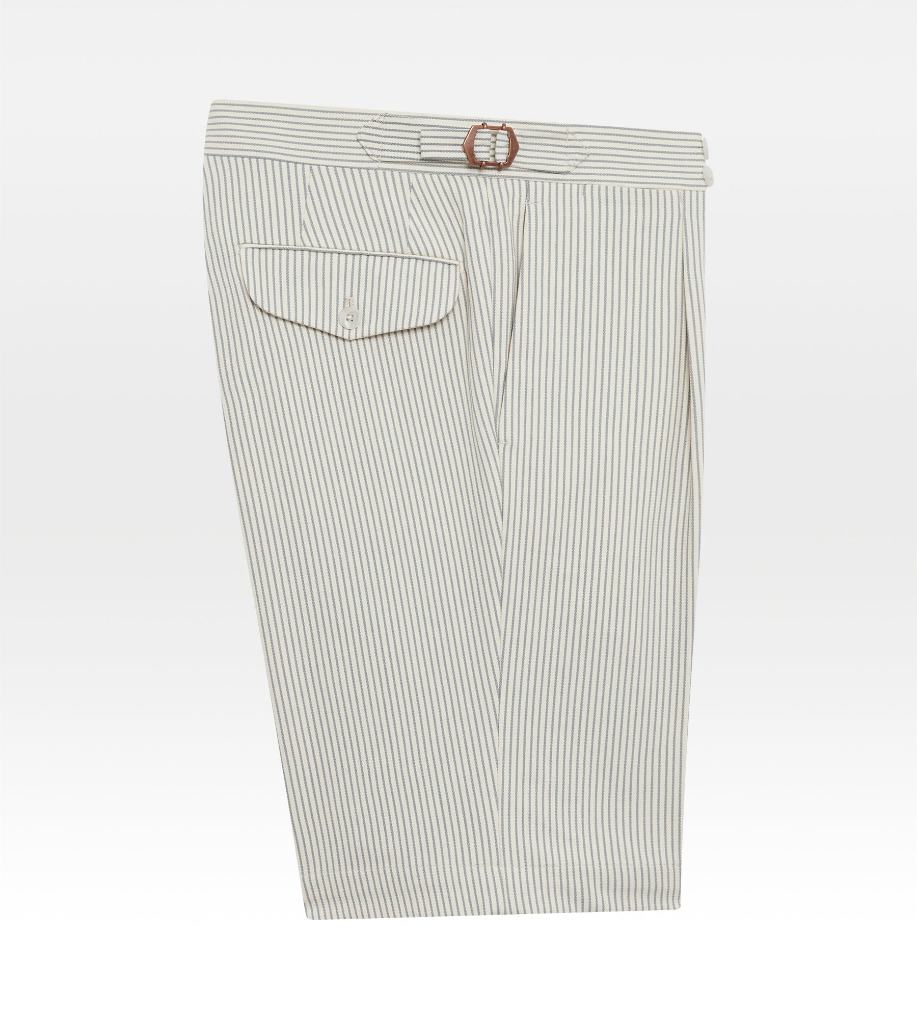 Short en coton rayé gris & blanc