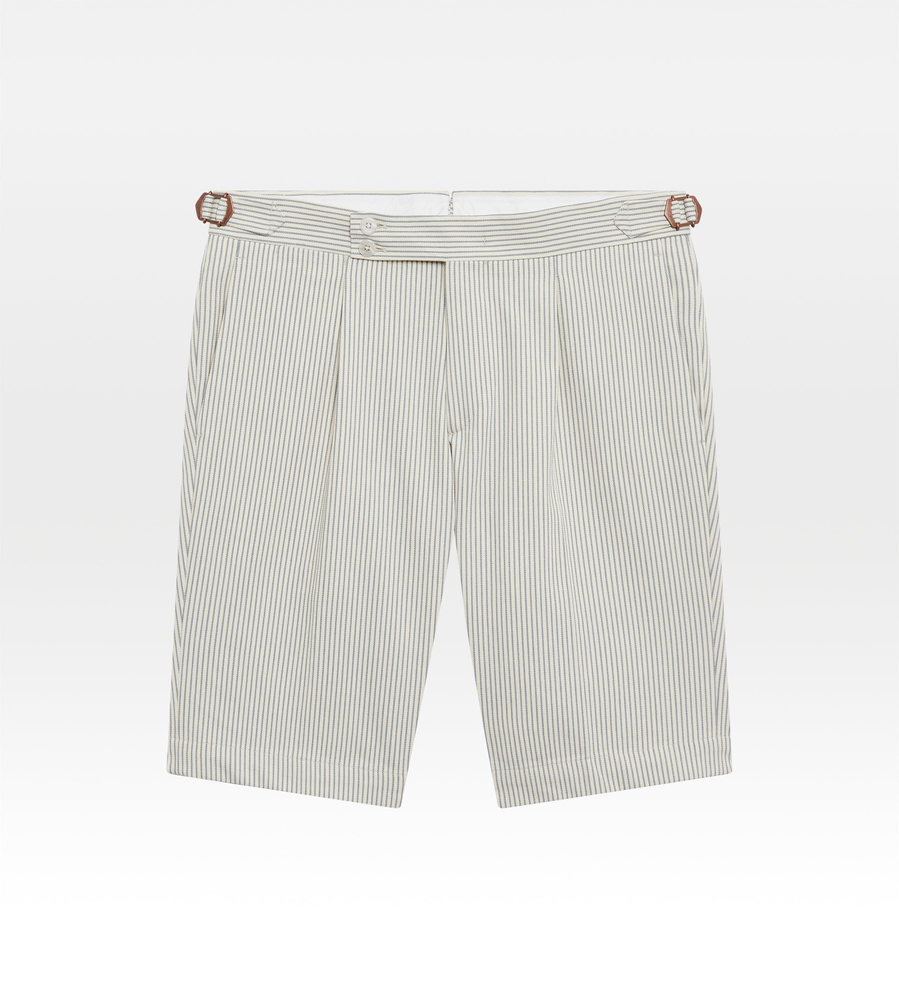 Short en coton rayé gris & blanc