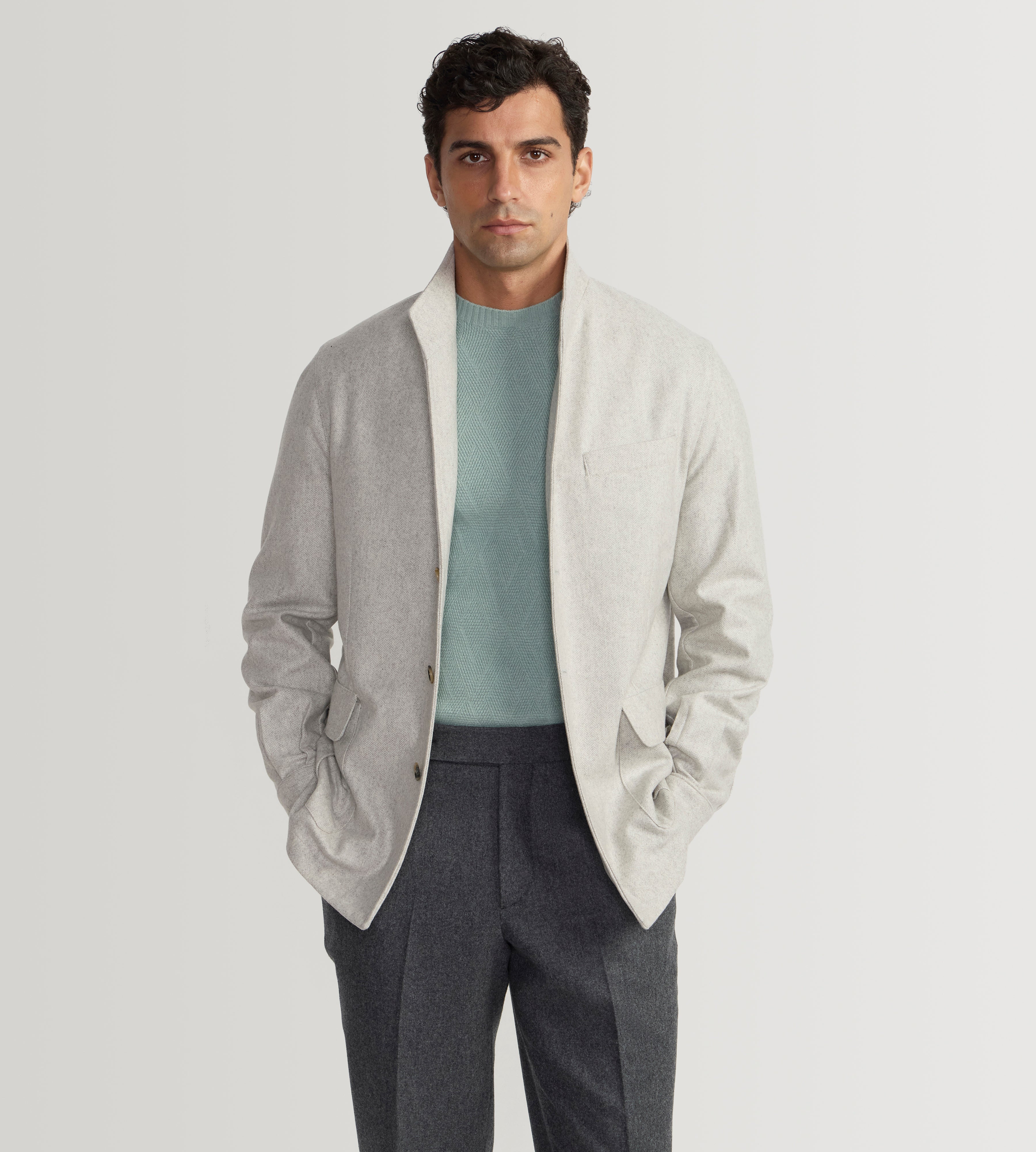 Pull à col rond vert clair en cachemire