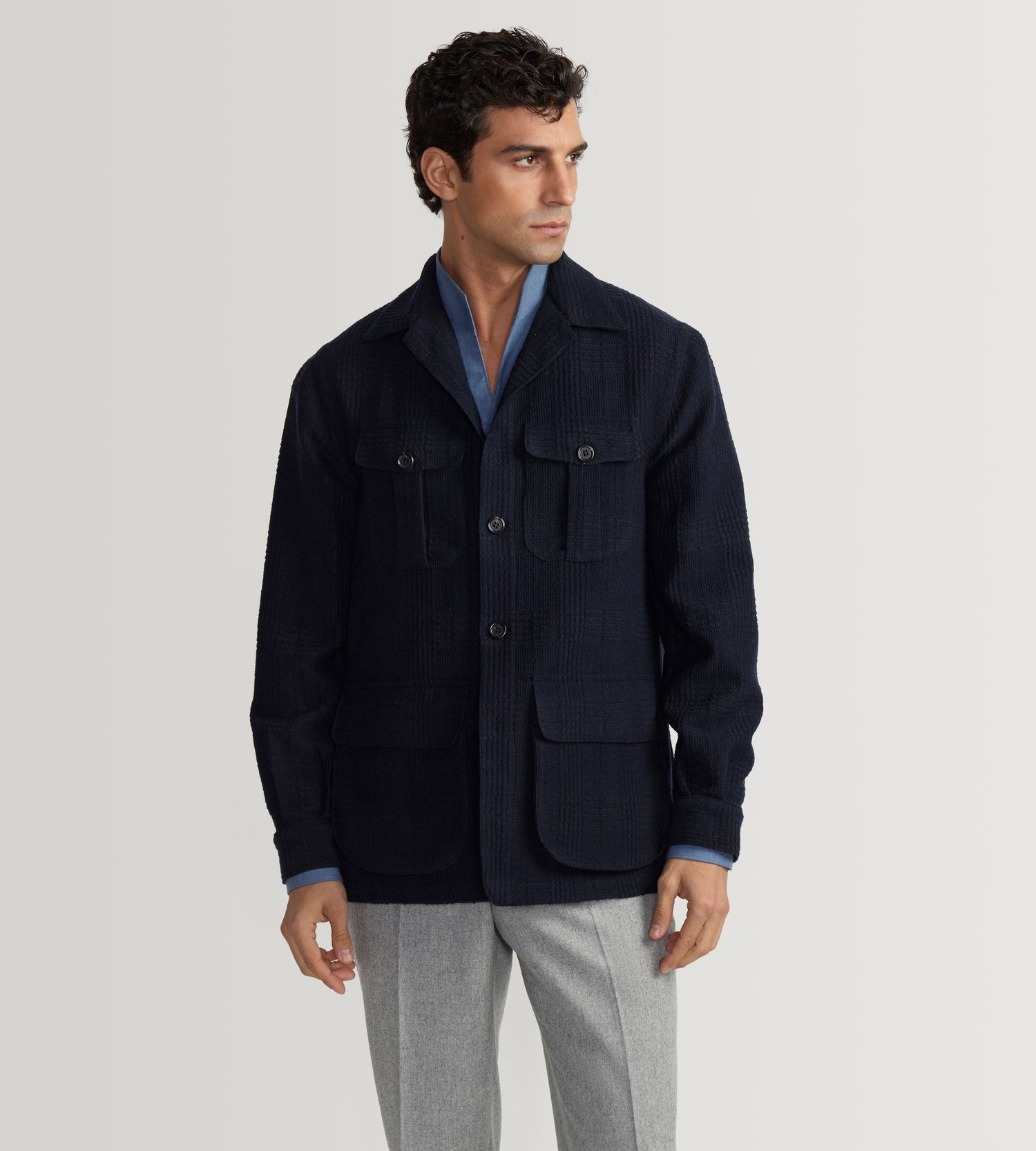 Teba safari en laine & coton bleu marine