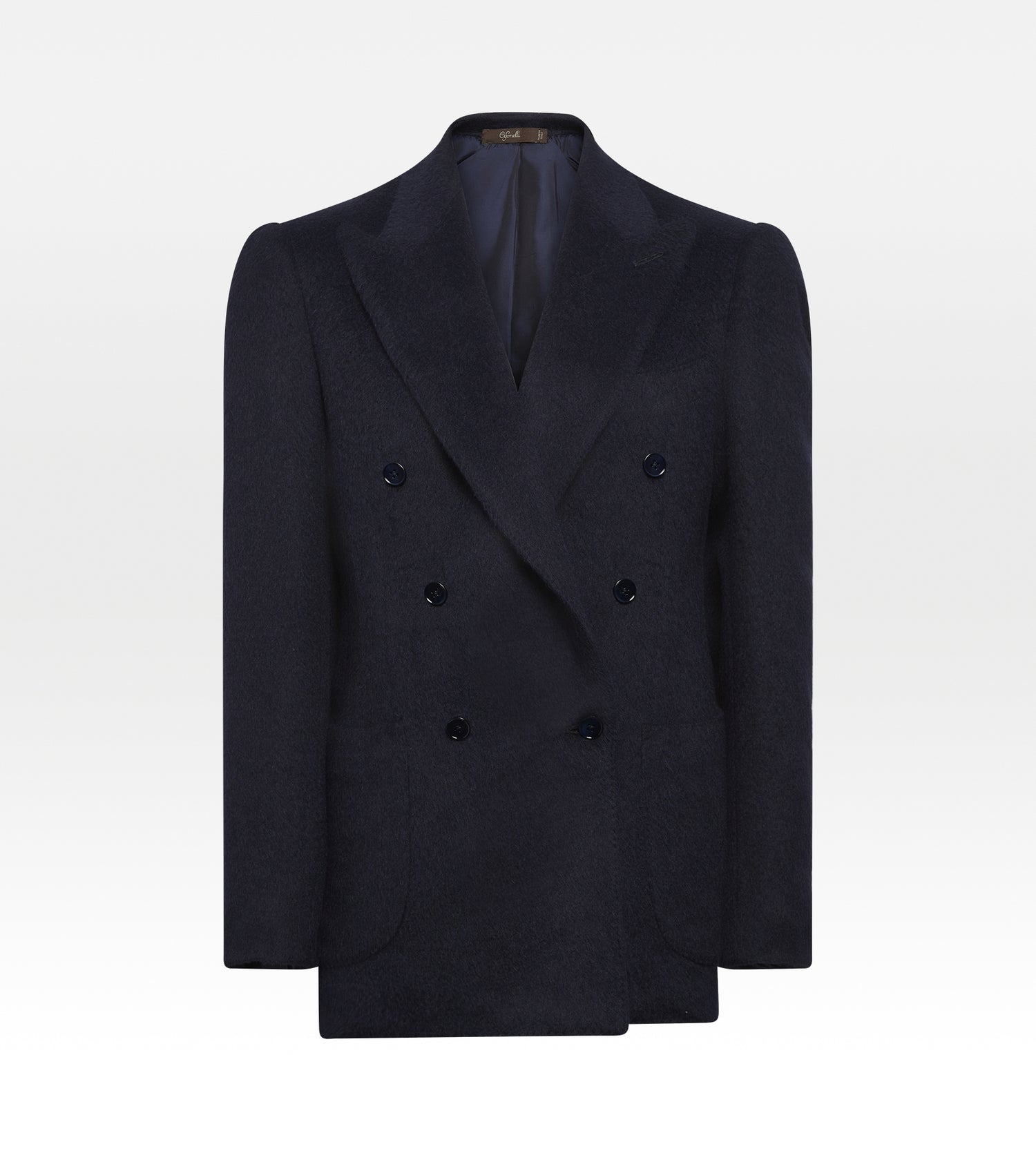 Veste croisée bas bleu marine en alpaga & laine