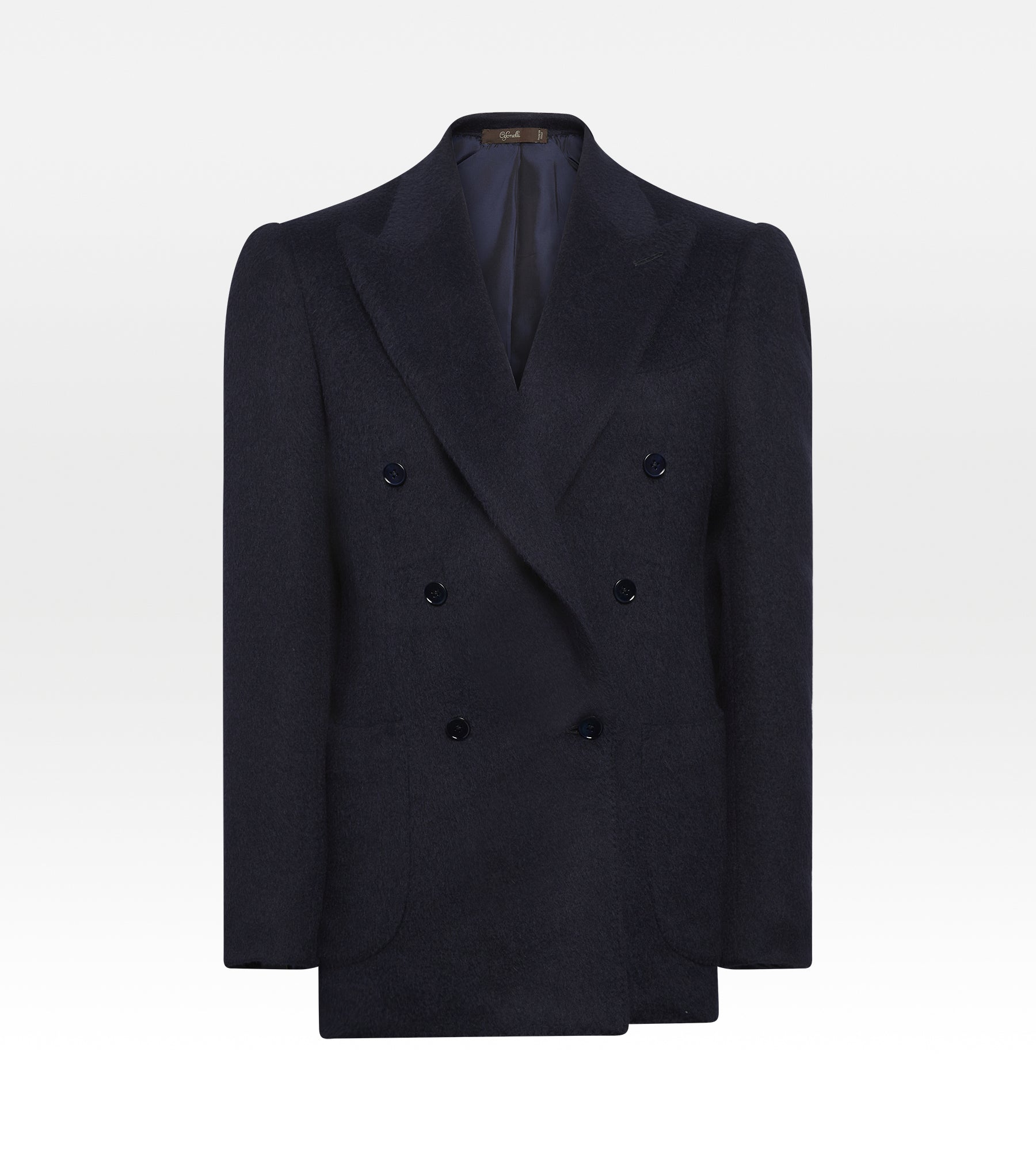Veste croisée bas bleu marine en alpaga & laine