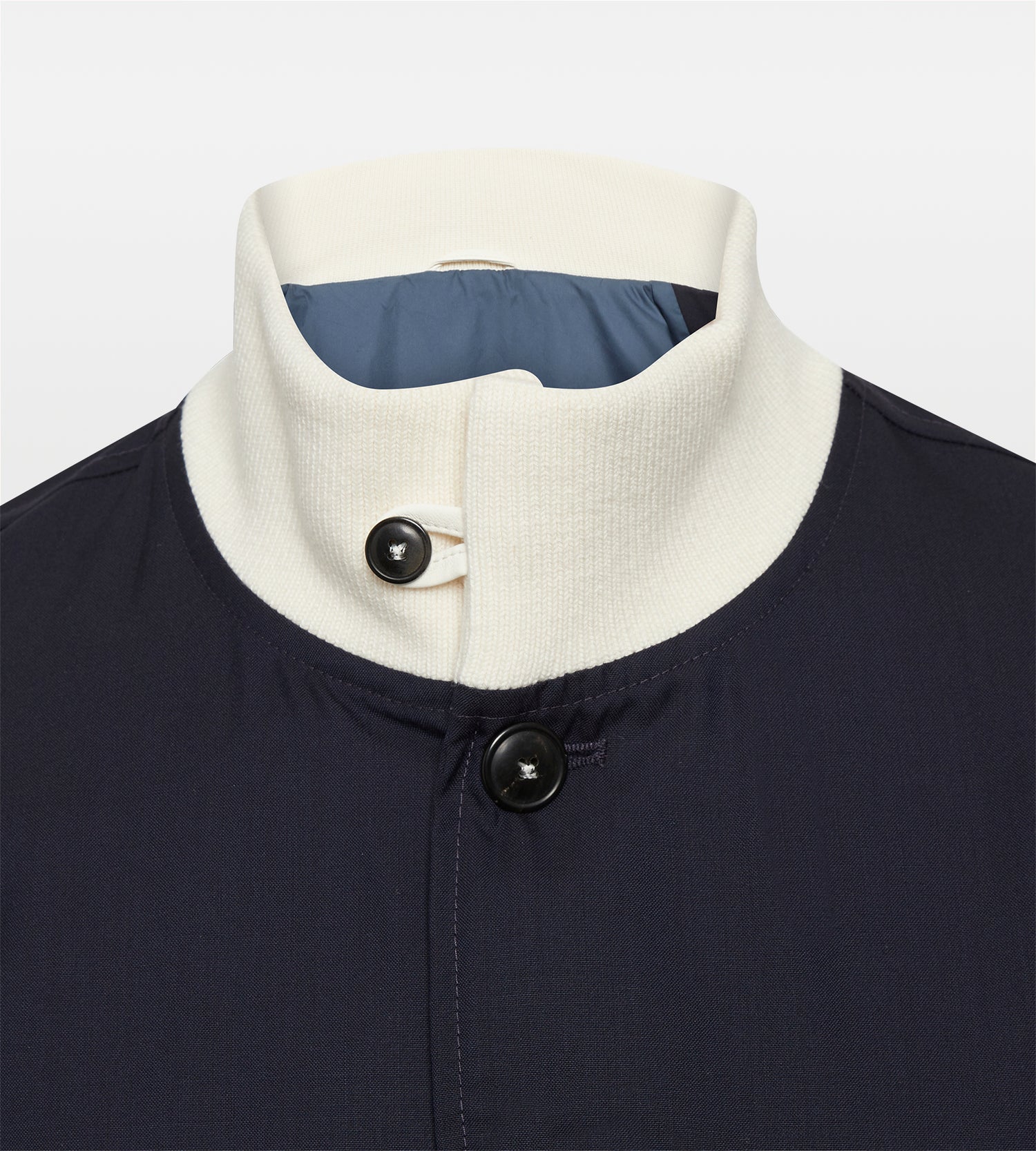 Bombers en laine bleu nuit & blanc cassé