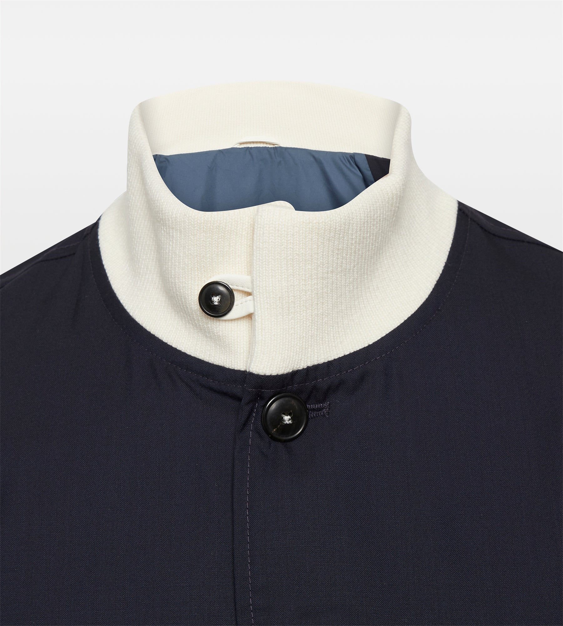 Bombers en laine bleu nuit & blanc cassé