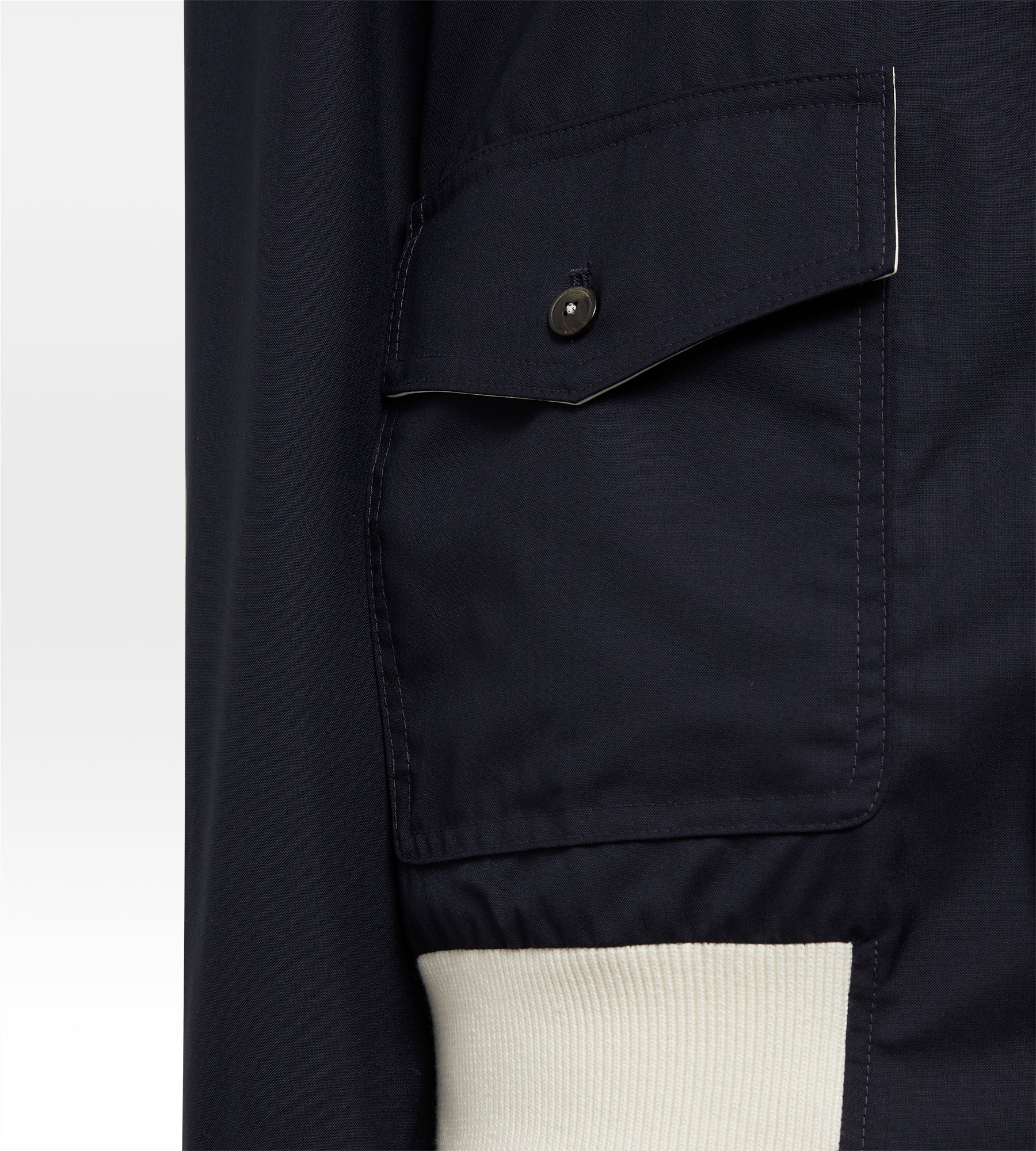 Bombers en laine bleu nuit & blanc cassé