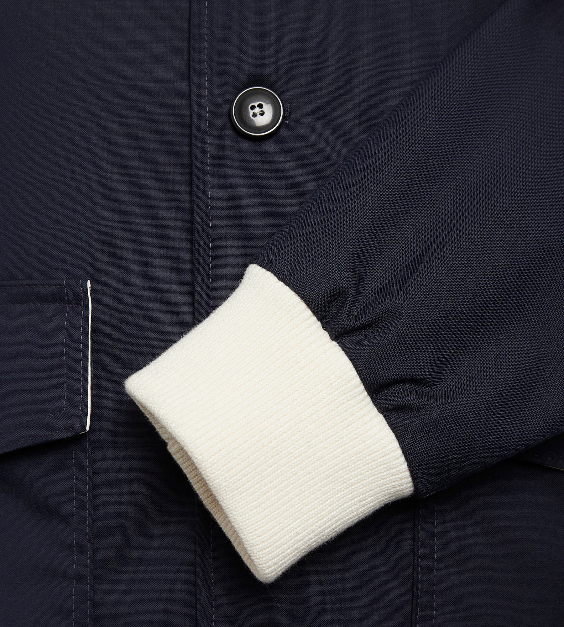 Bombers en laine bleu nuit & blanc cassé