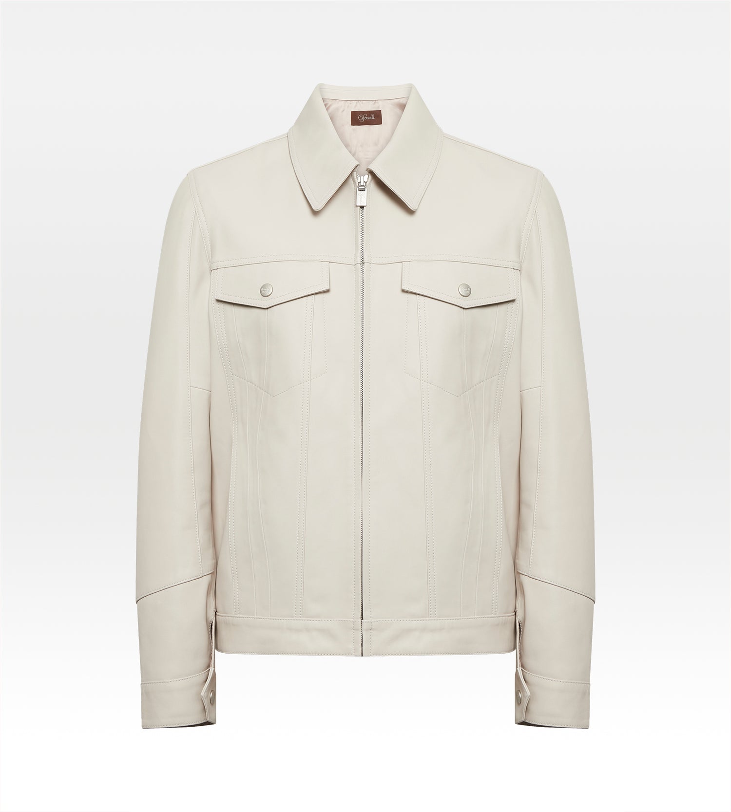Veste en cuir beige