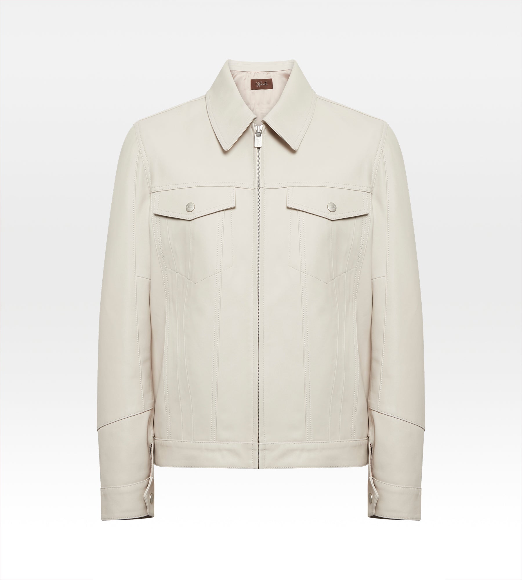 Veste en cuir beige