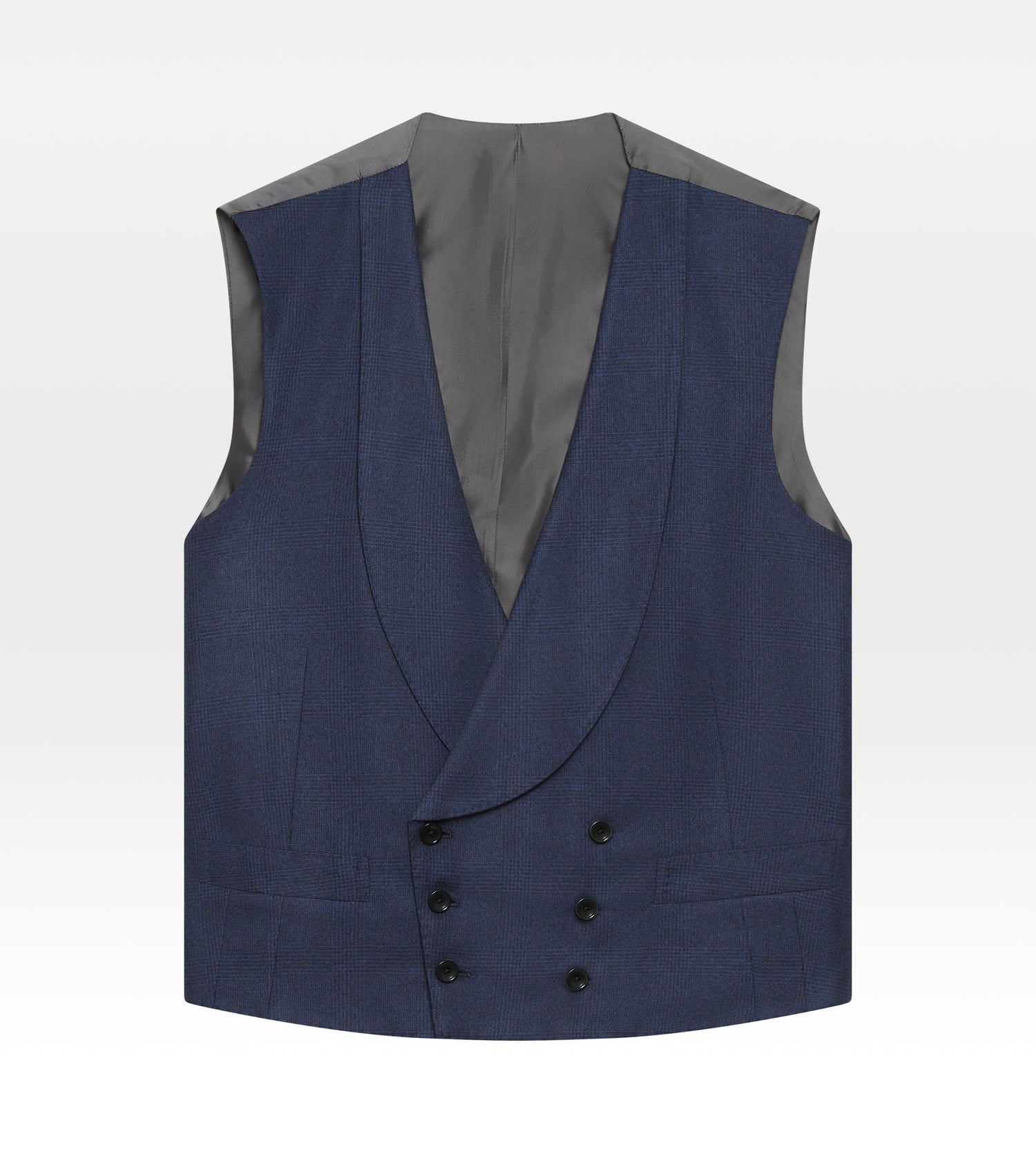 Costume 3 pièces bleu en flanelle à motif Prince de Galles