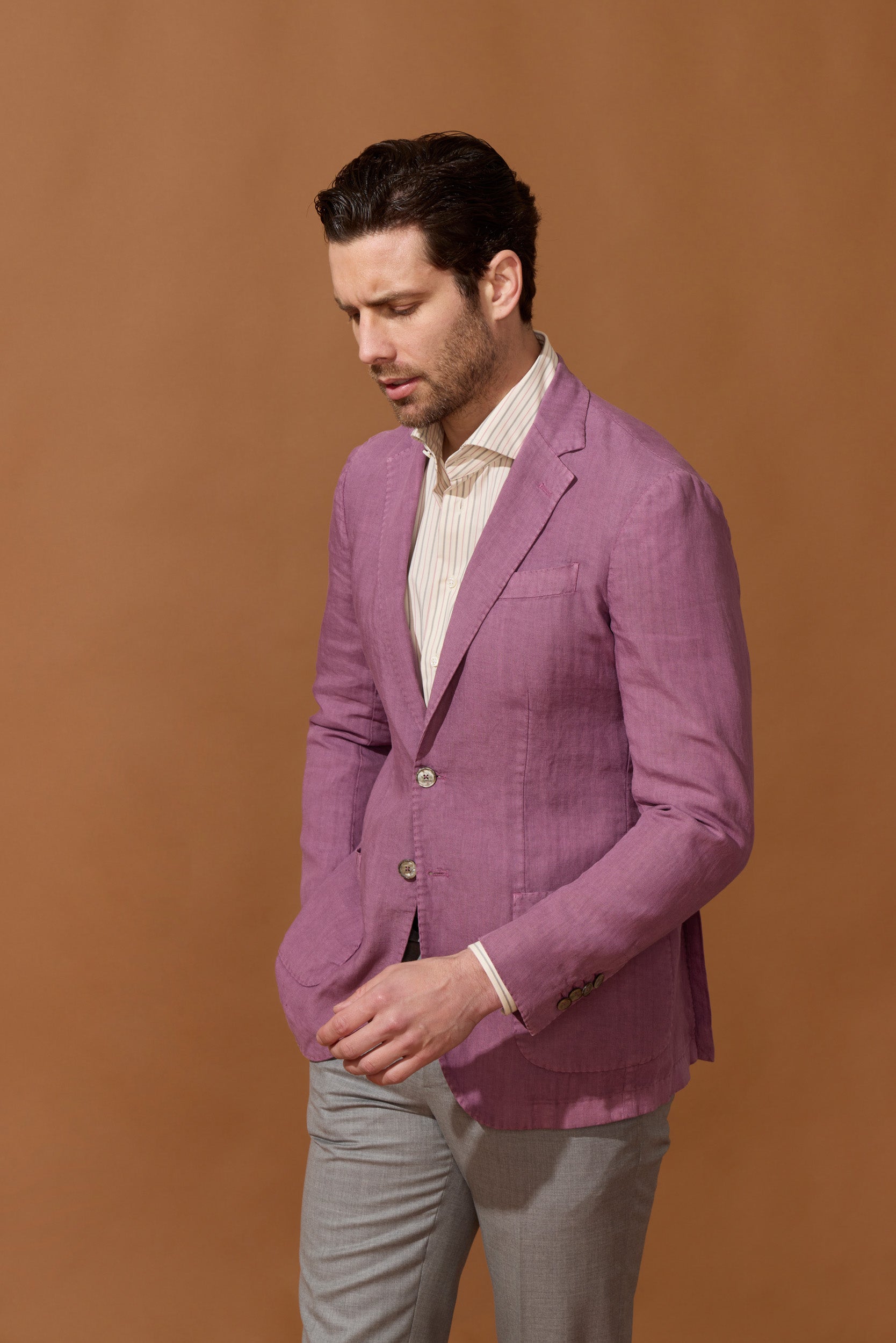 Veste déstructurée rose en lin