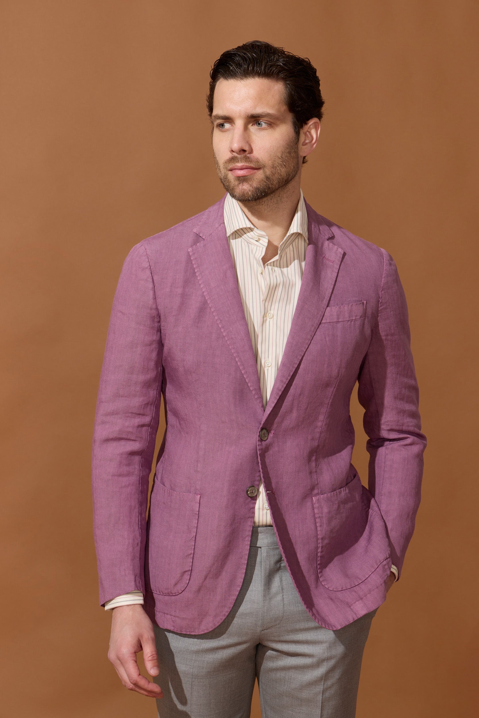 Veste déstructurée rose en lin