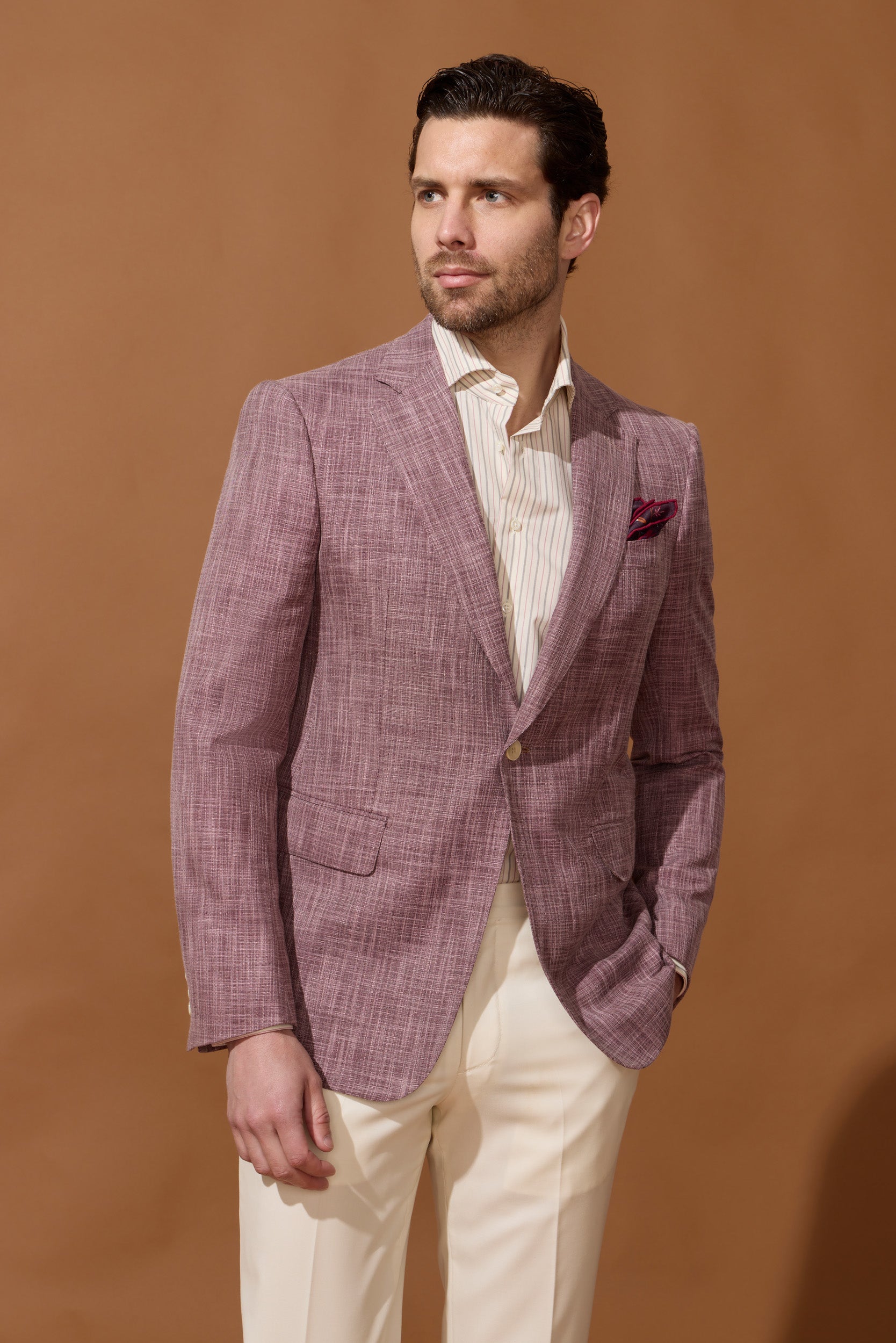 Veste vieux rose en coton, laine & soie