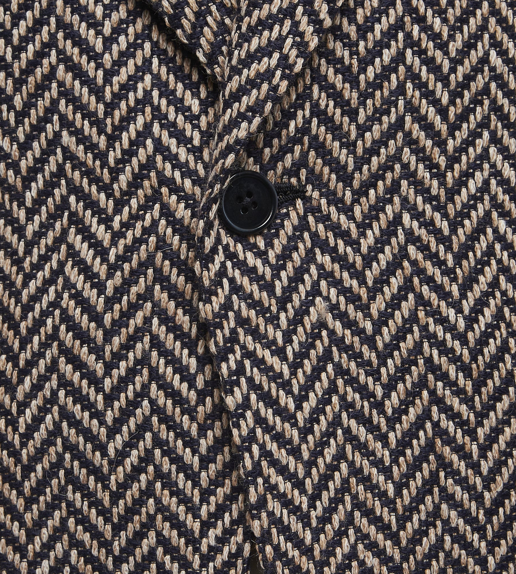 Veste en alpaga mélangé à motifs chevrons bleu & beige