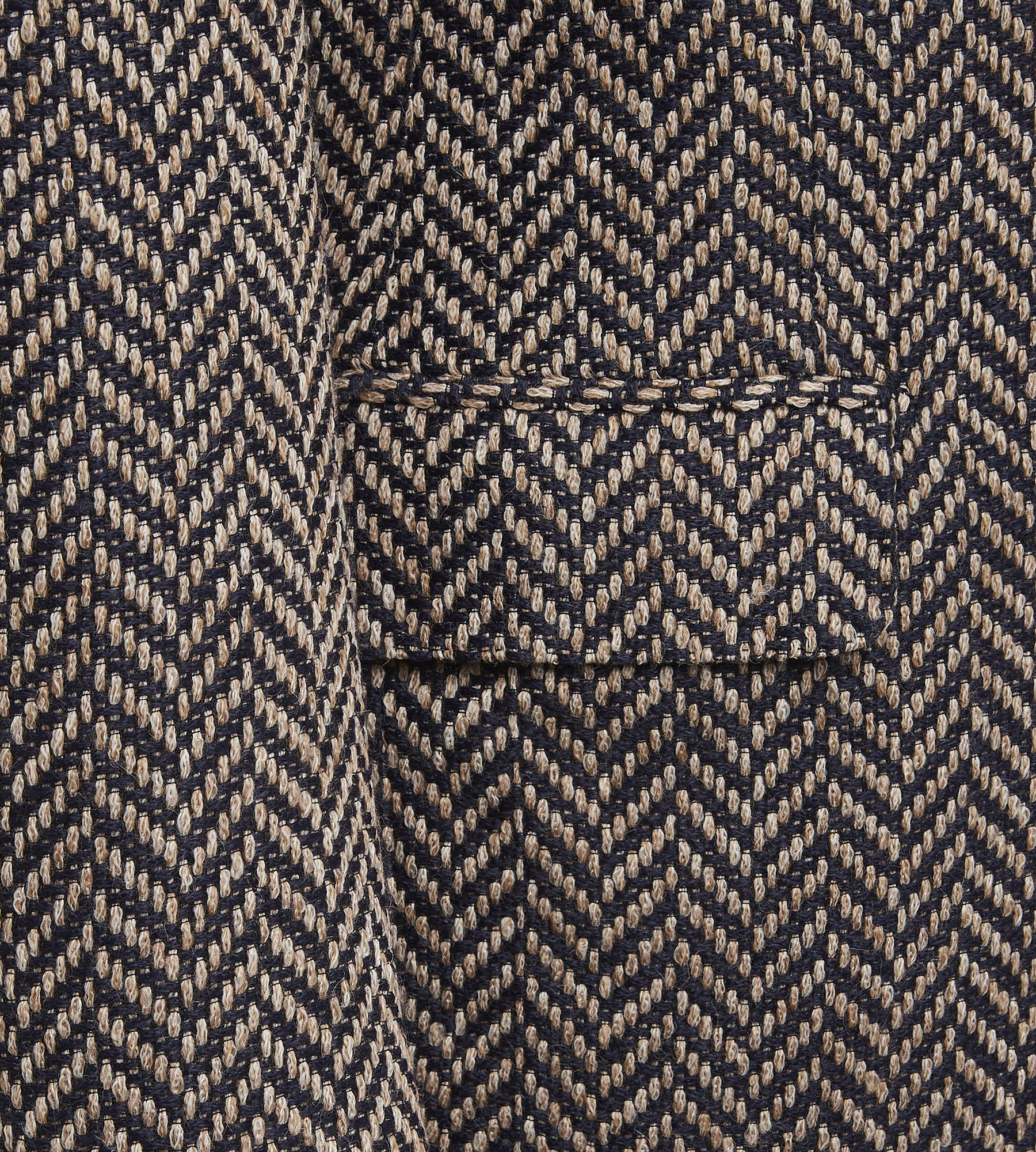 Veste en alpaga mélangé à motifs chevrons bleu & beige