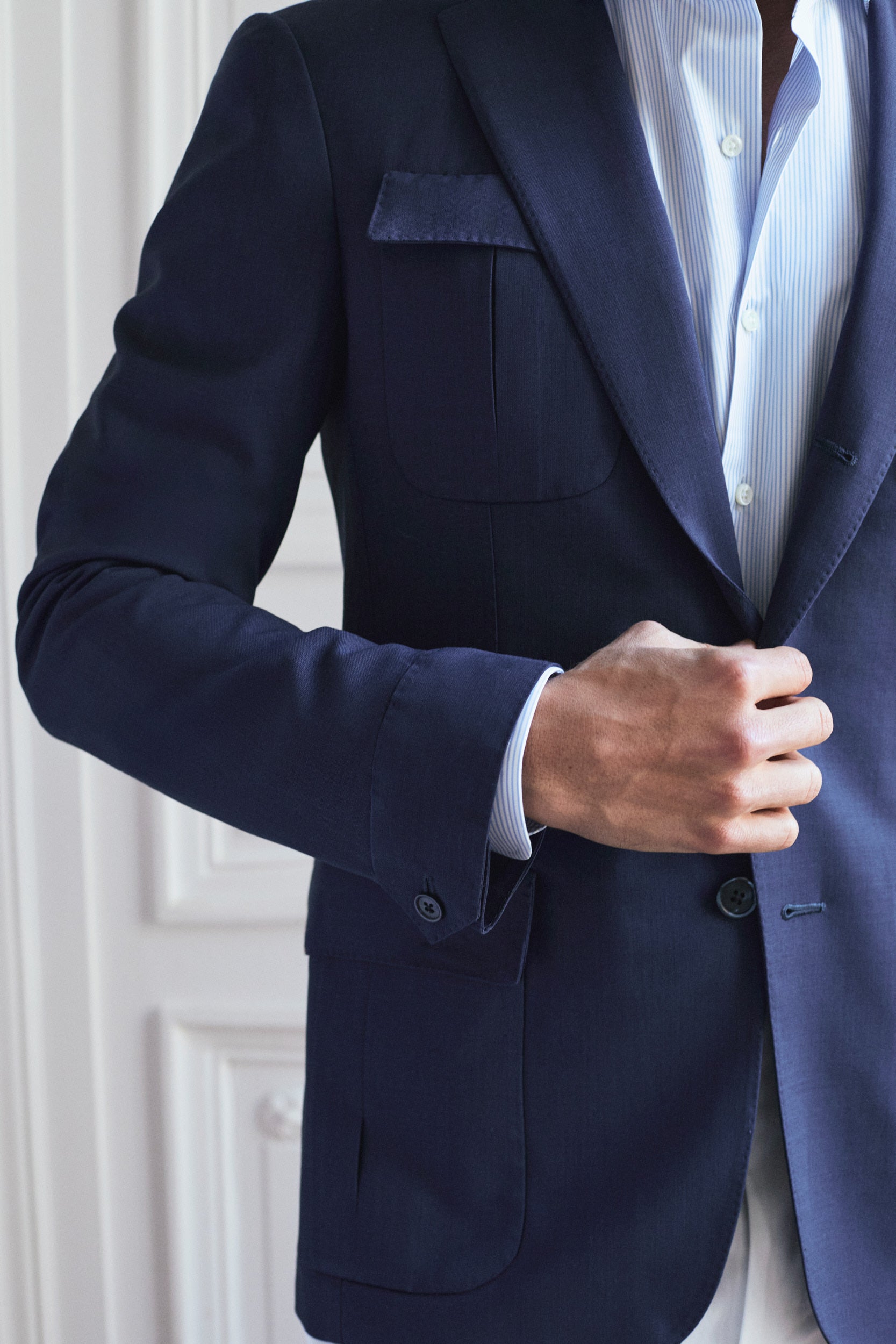 Veste Lorenzo bleu marine en laine froide infroissable