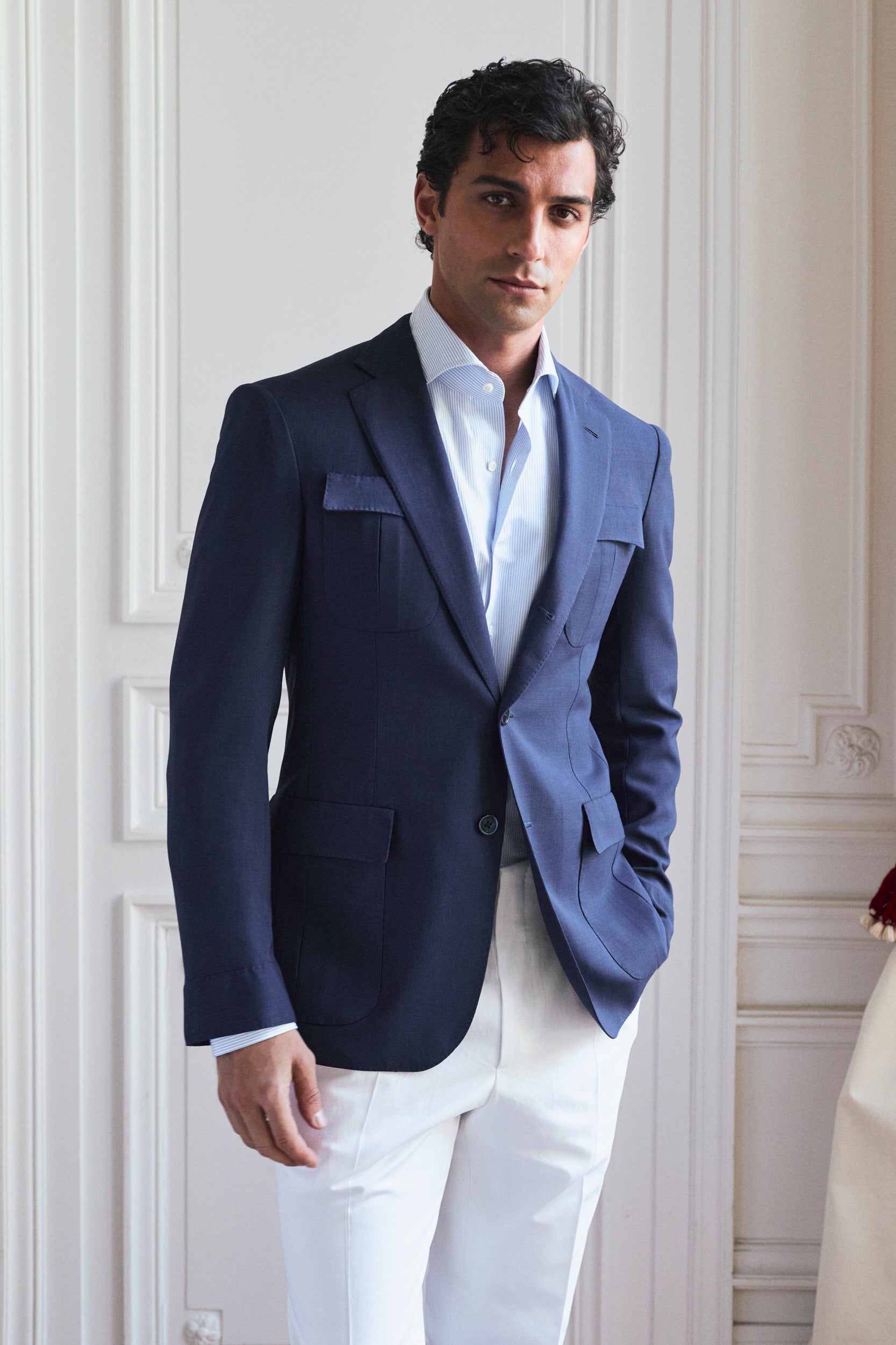 Veste Lorenzo bleu marine en laine froide infroissable