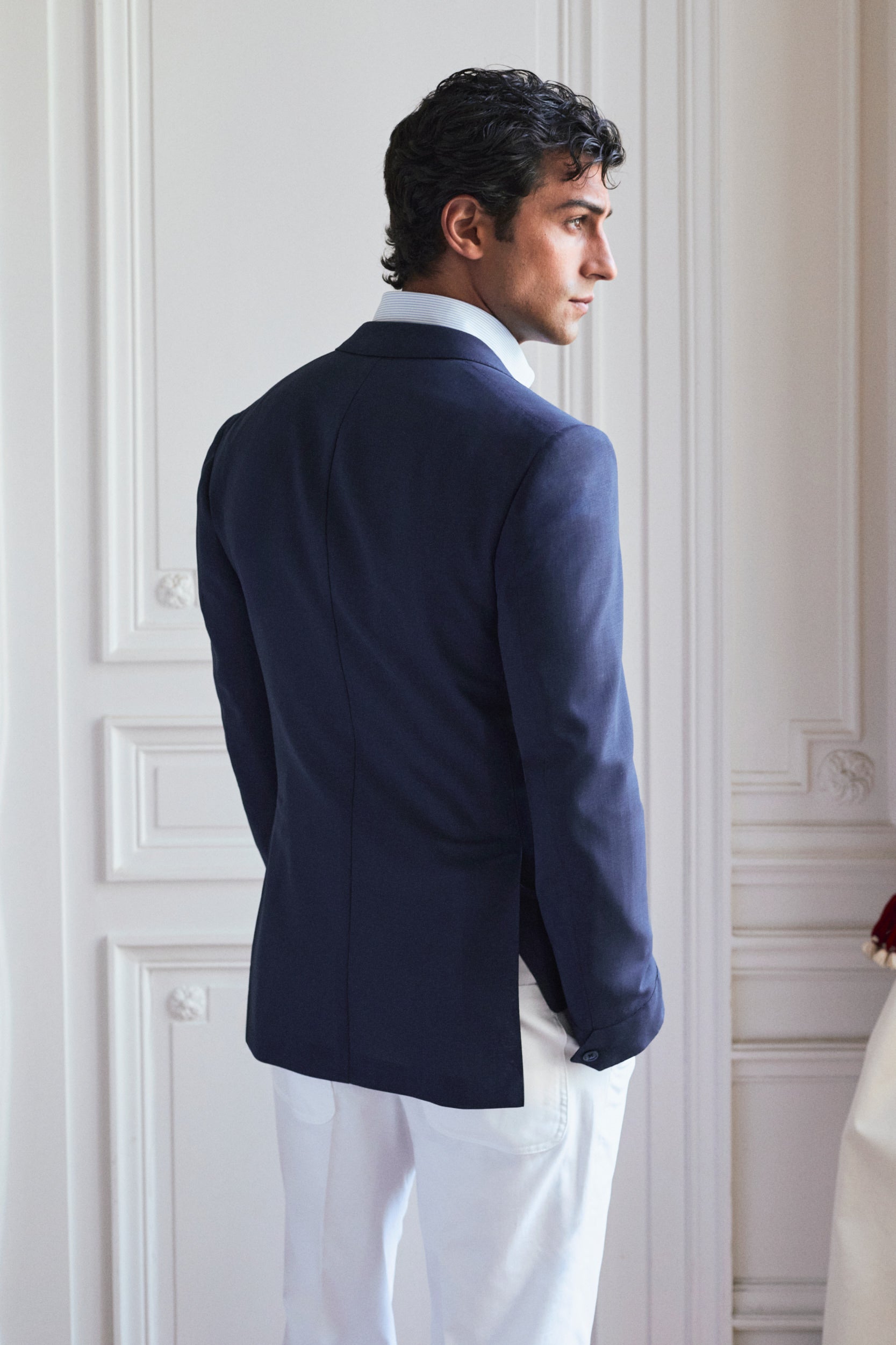 Veste Lorenzo bleu marine en laine froide infroissable