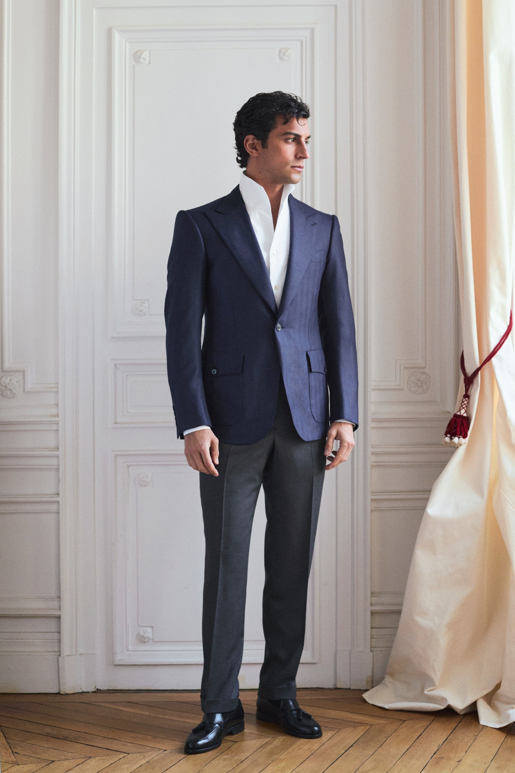 Veste Massimo bleu marine en laine et cachemire