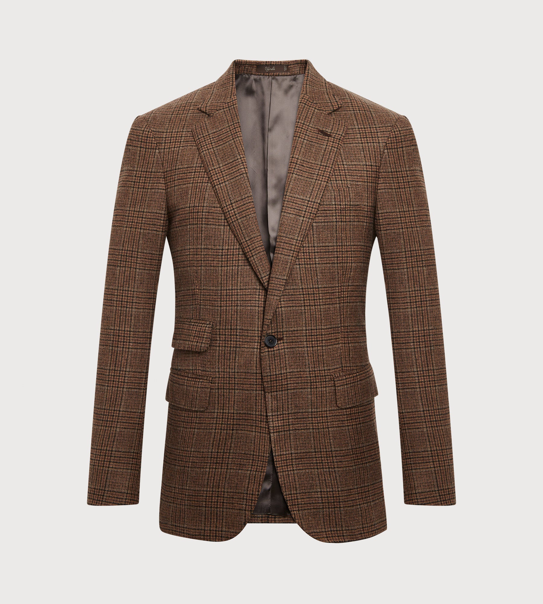 Veste en laine à motif Prince-de-Galles marron