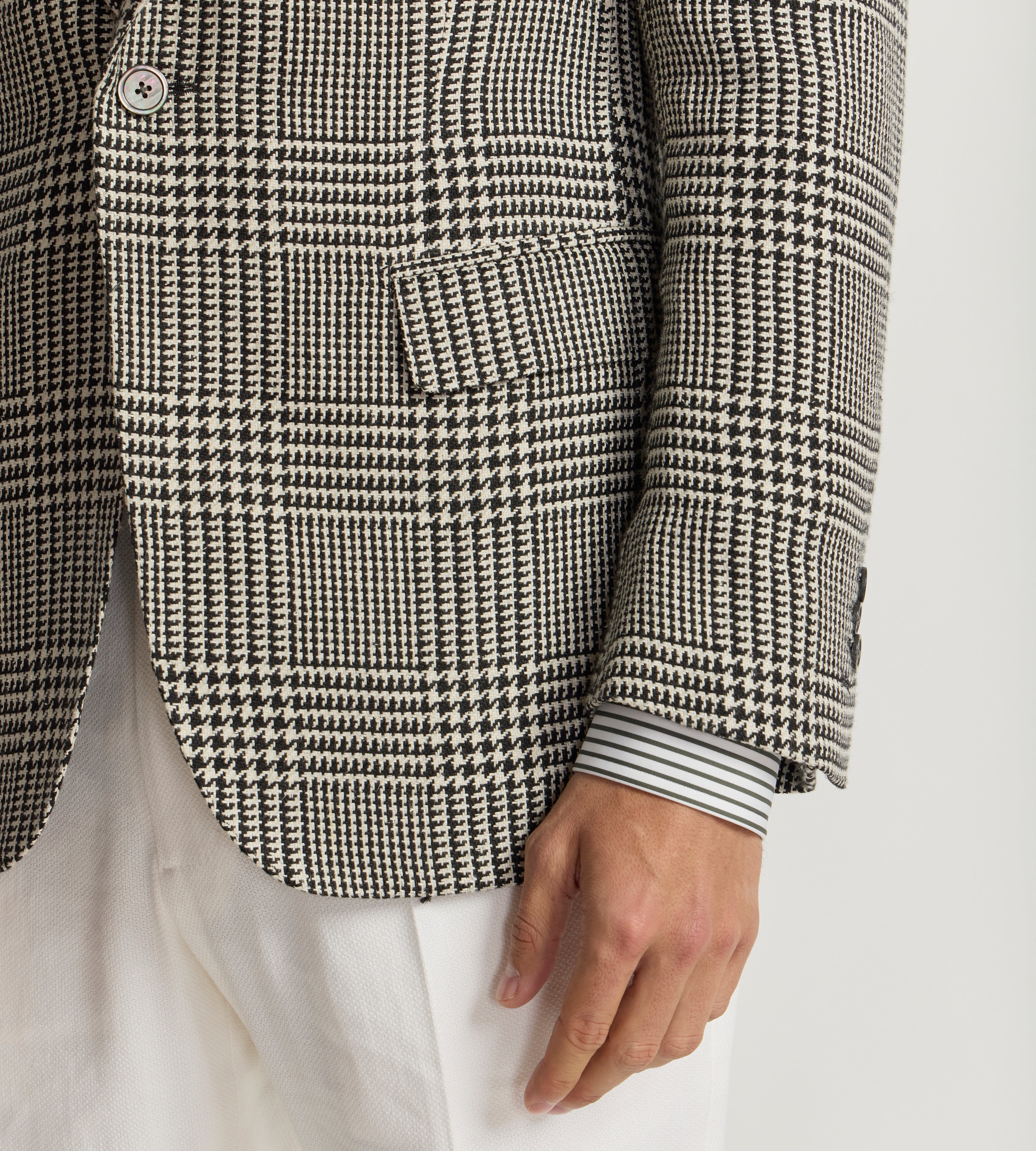 Veste à carreaux en lin, coton et soie