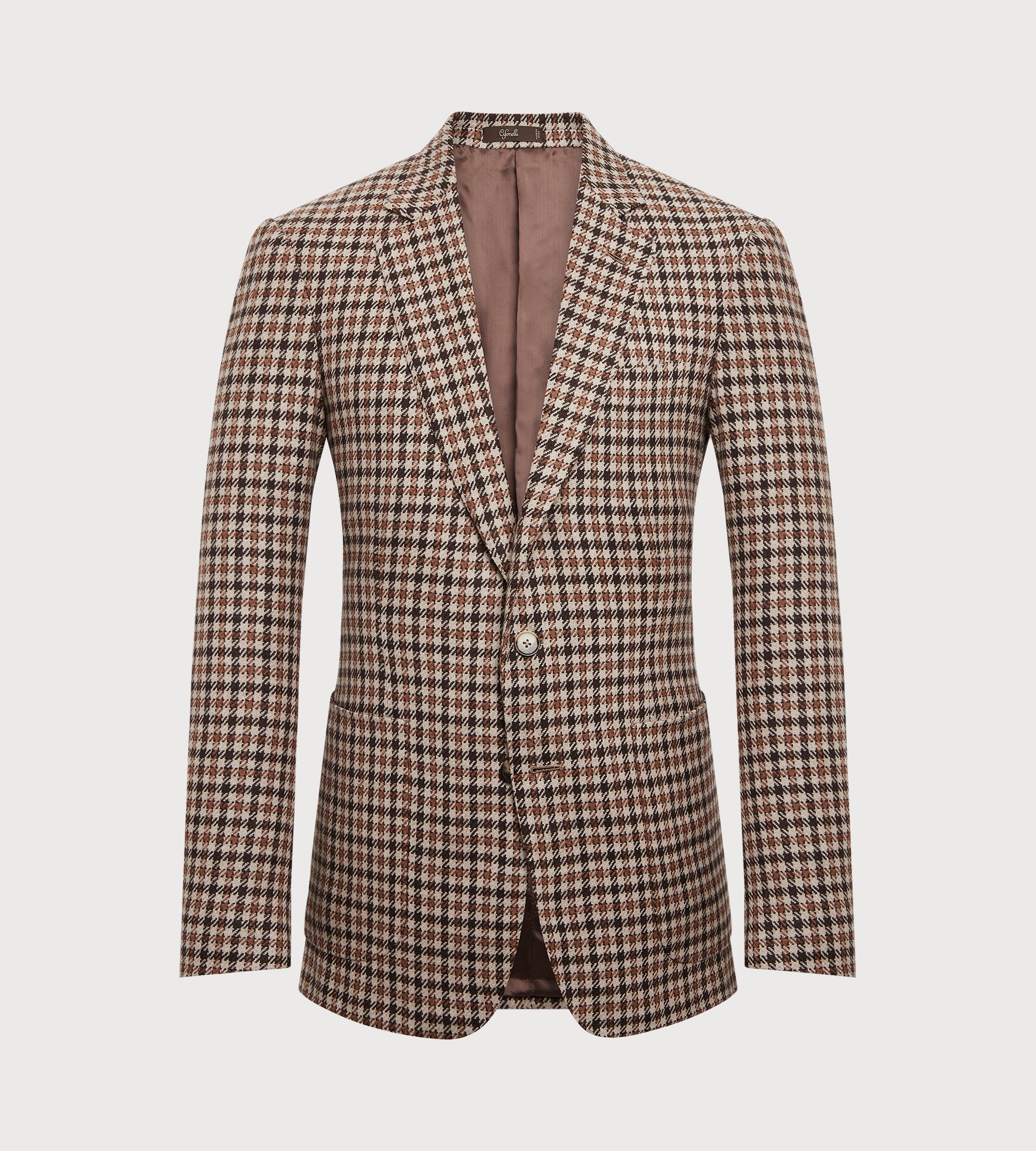 Veste en laine à motif pied-de-poule beige et marron