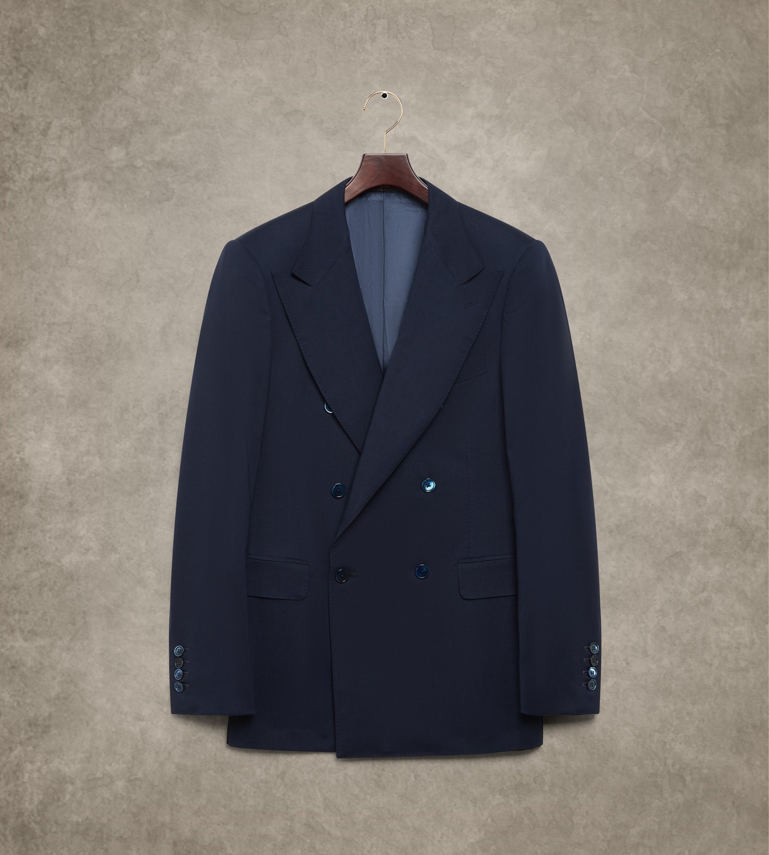 Costume croisé bas bleu marine en laine