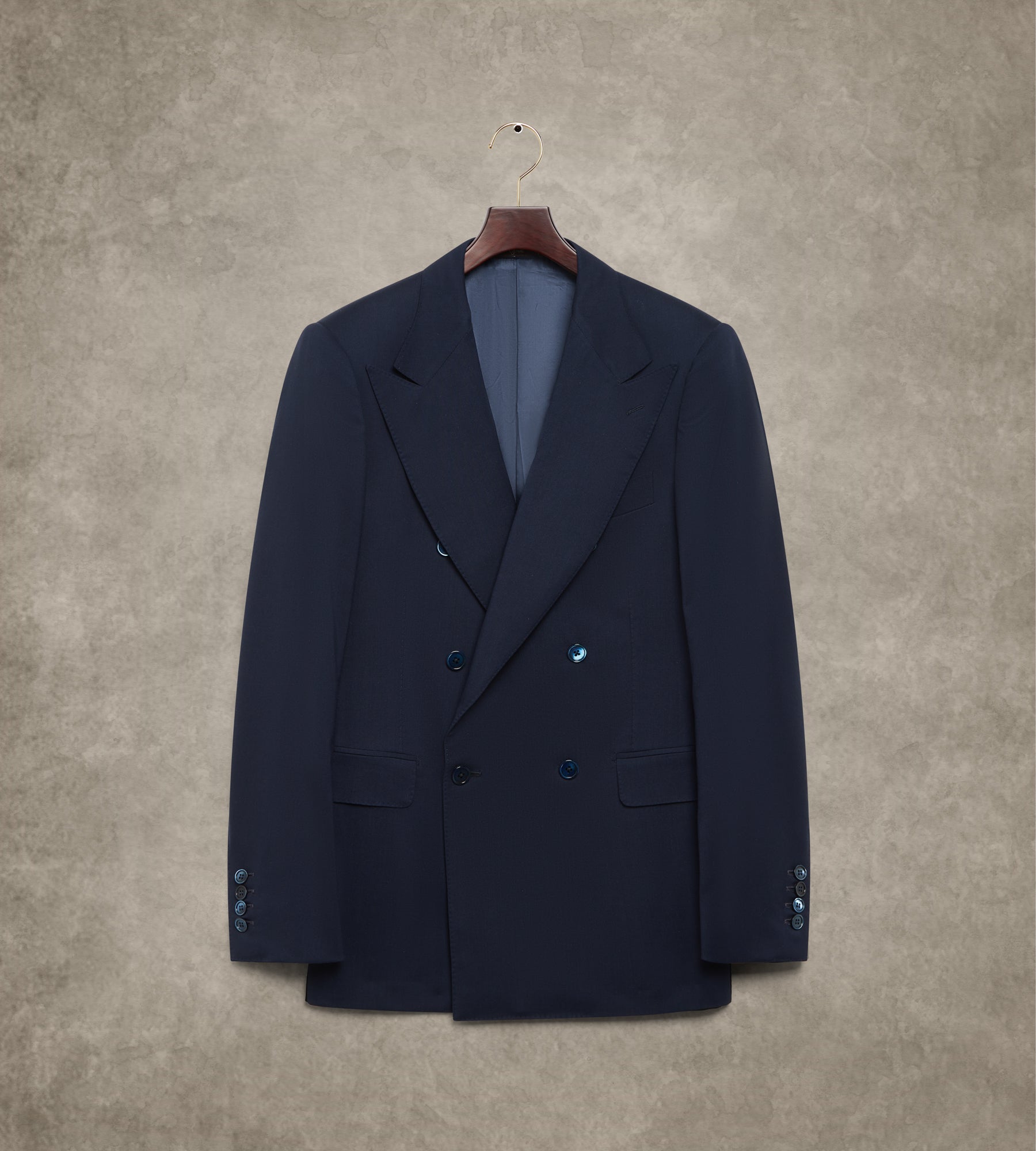Costume croisé bas bleu marine en laine