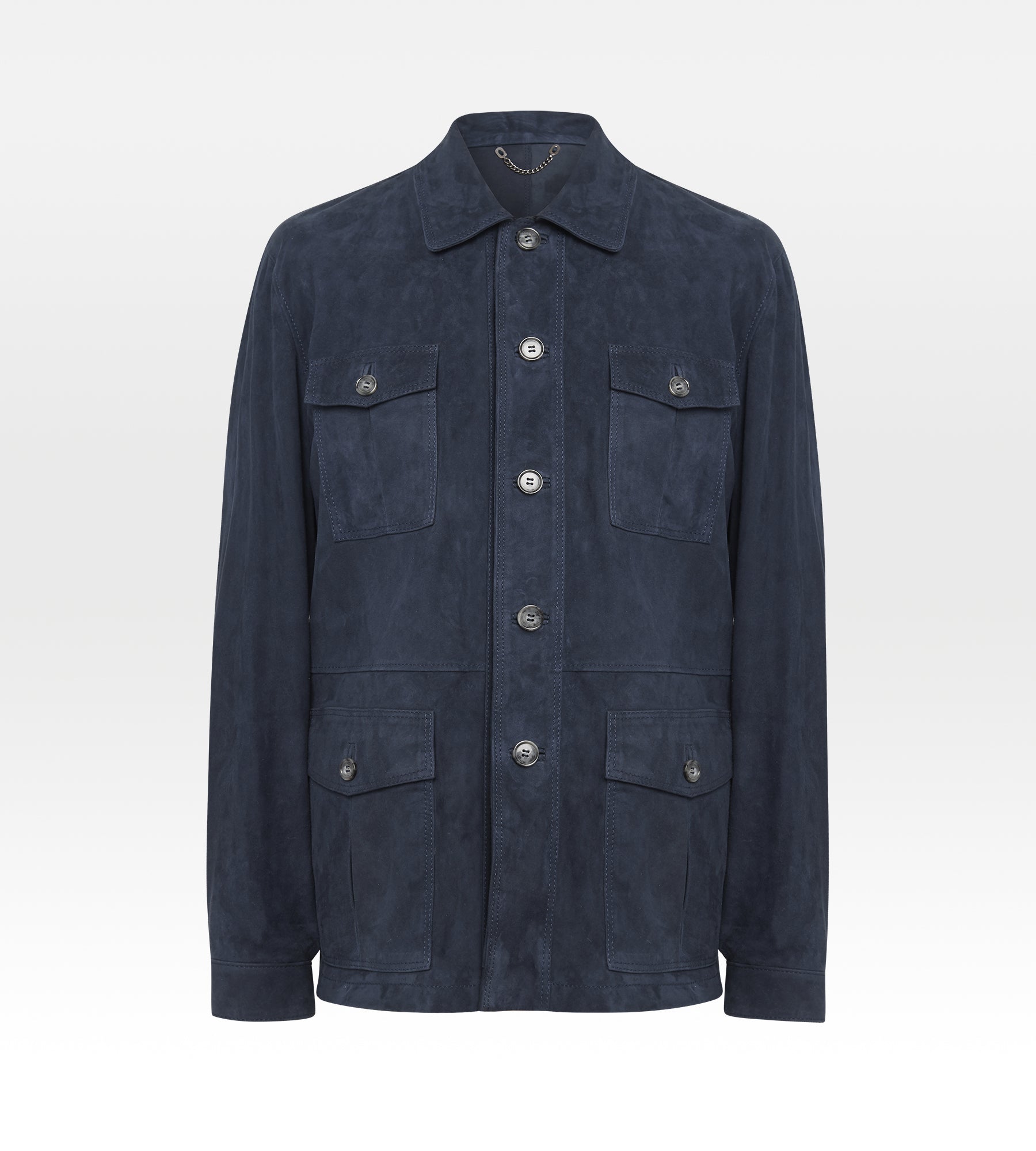 Veste saharienne en daim bleu