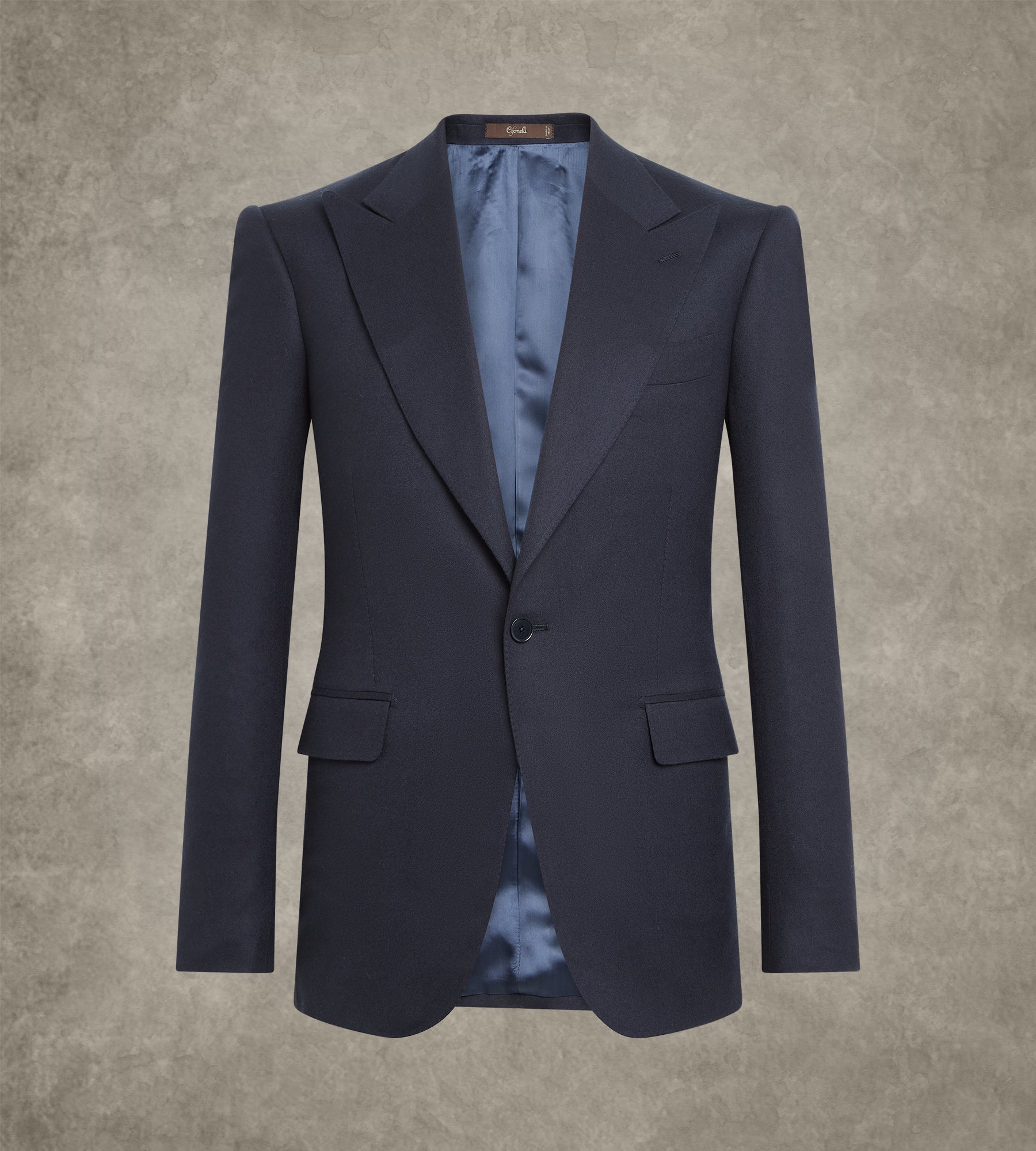 Costume 3 pièces bleu marine en flanelle de laine