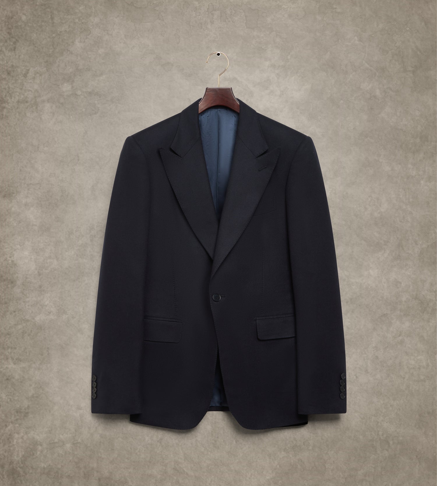 Costume 3 pièces bleu marine en flanelle de laine