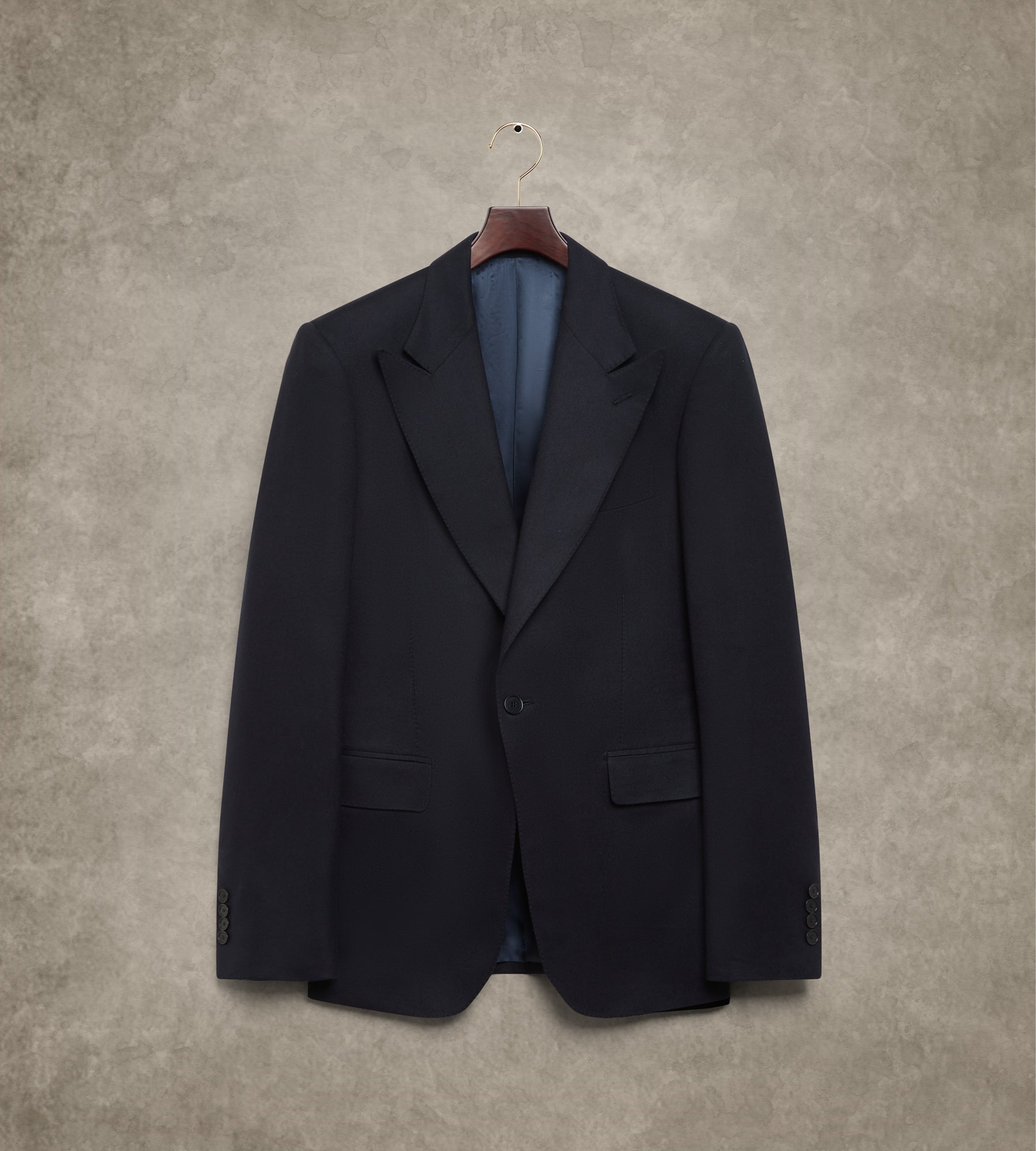 Costume 3 pièces bleu marine en flanelle de laine