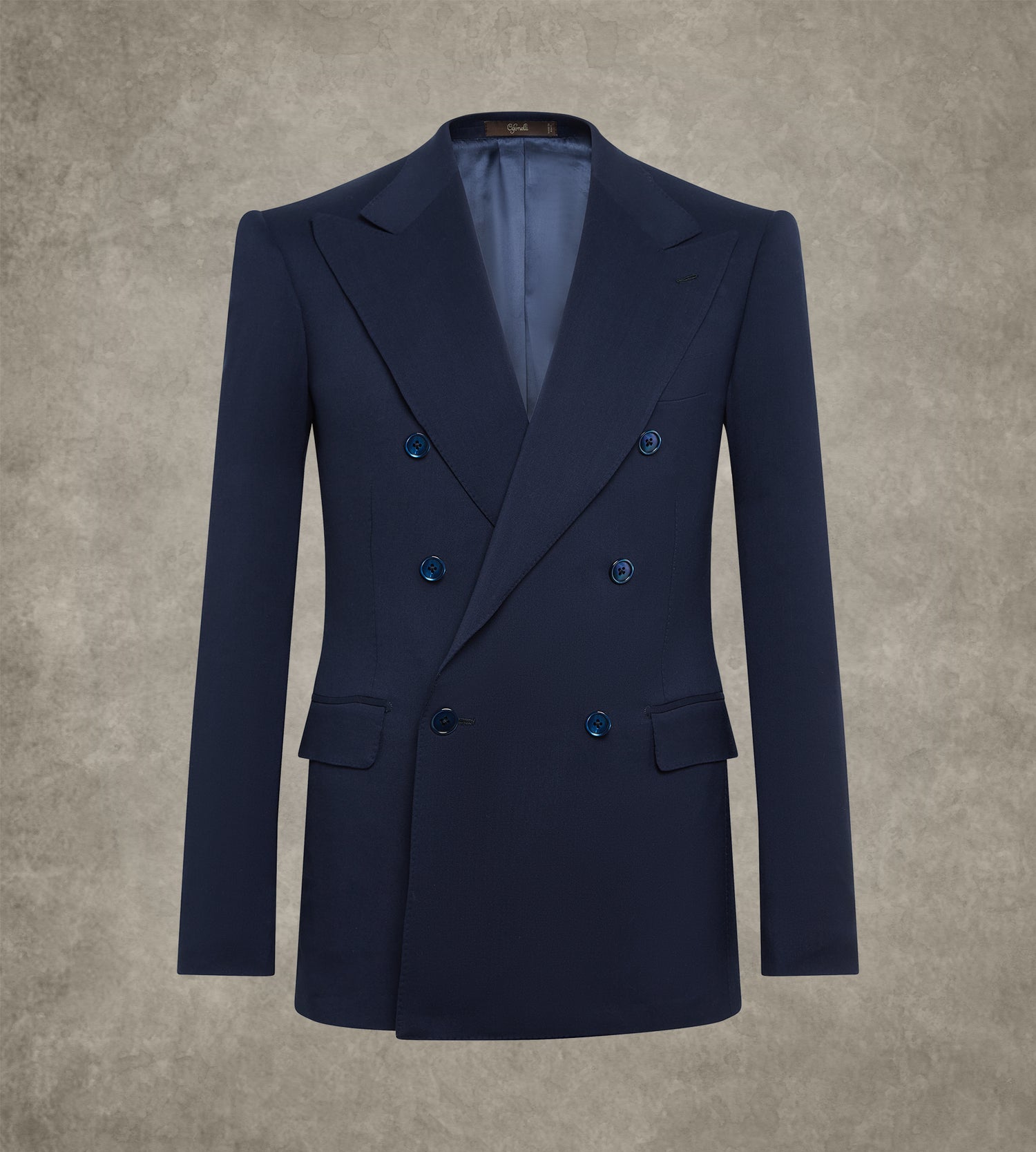 Costume croisé bas bleu marine en laine