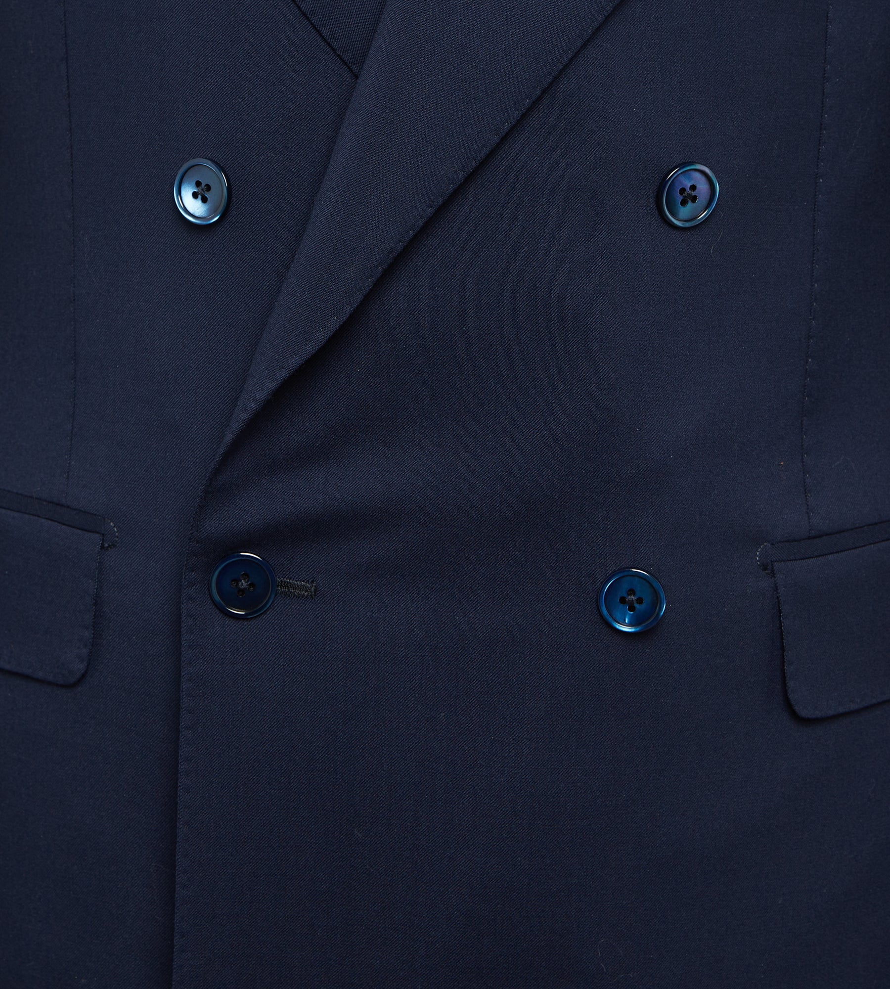 Costume croisé bas bleu marine en laine
