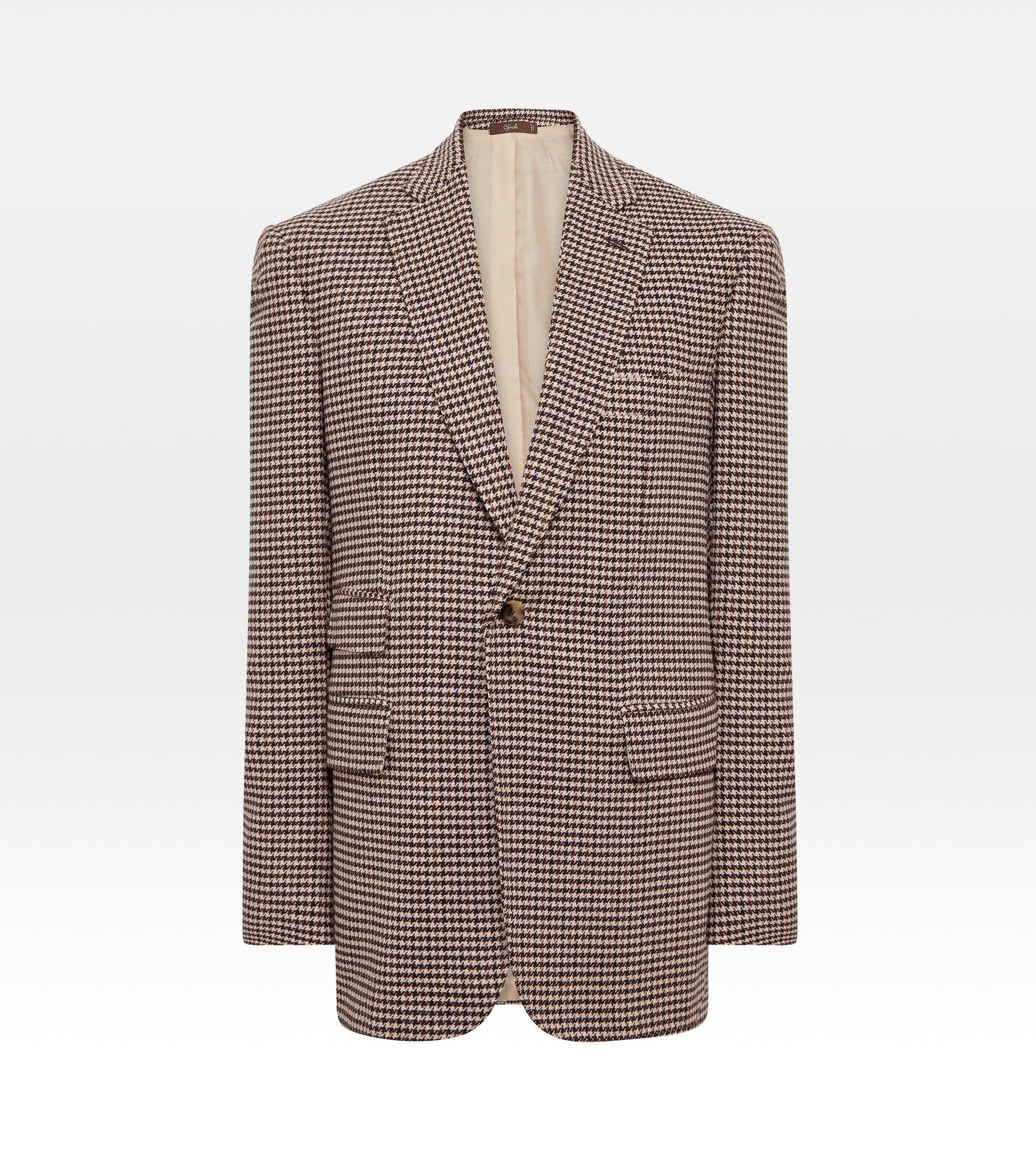 Veste marron en laine & cachemire à motif pied-de-poule