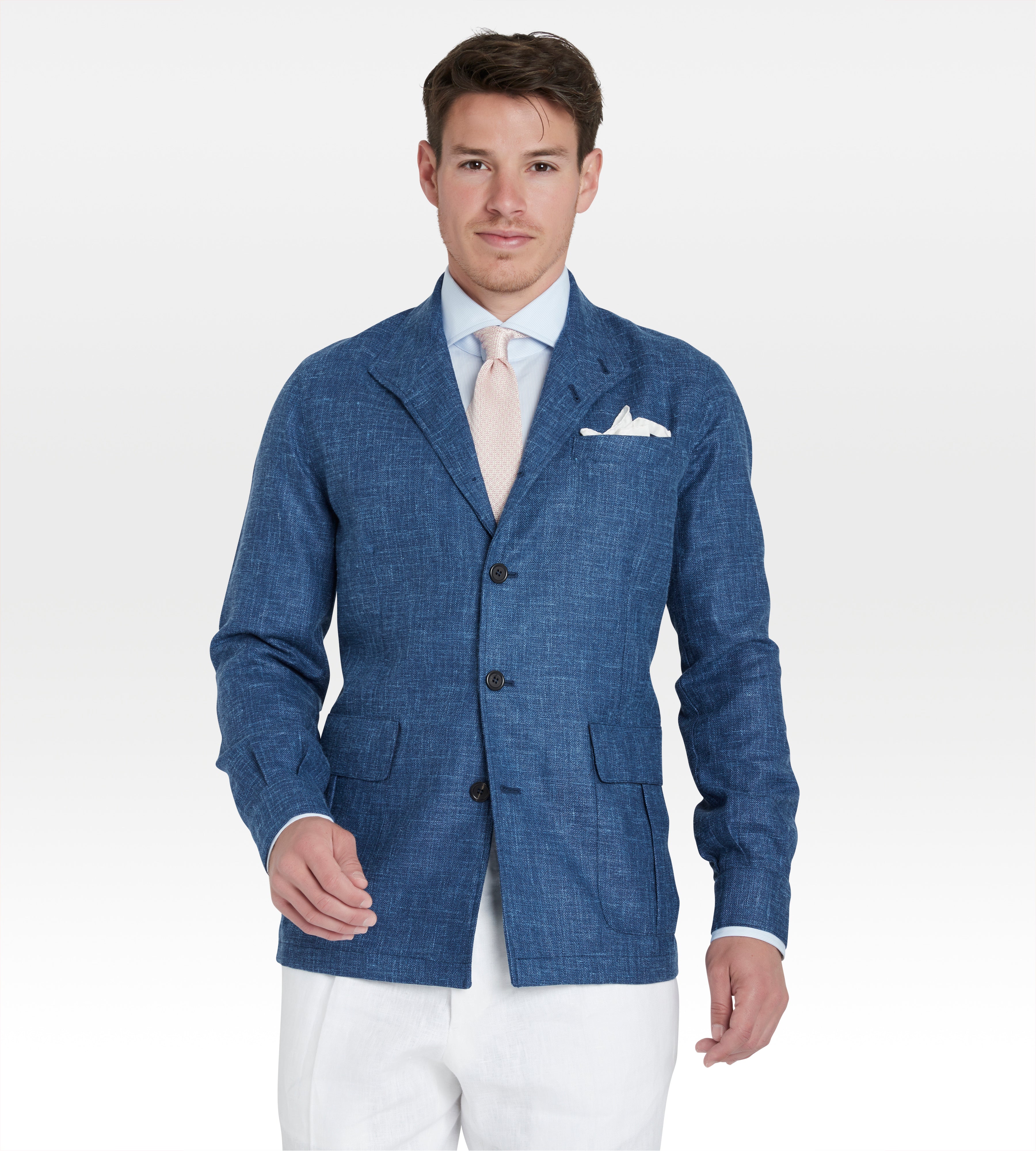 Teba classique en laine, soie & lin bleu