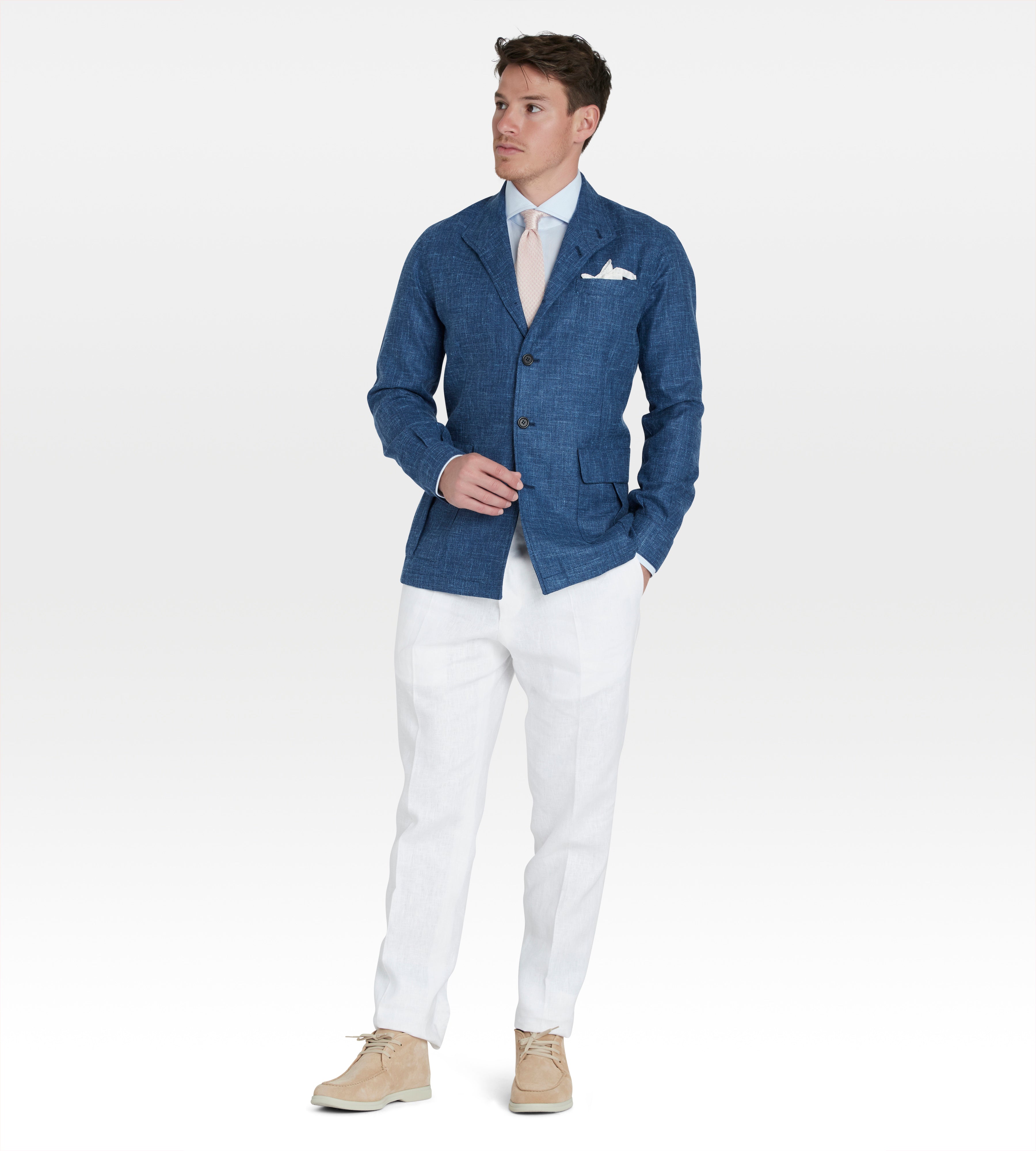 Teba classique en laine, soie & lin bleu