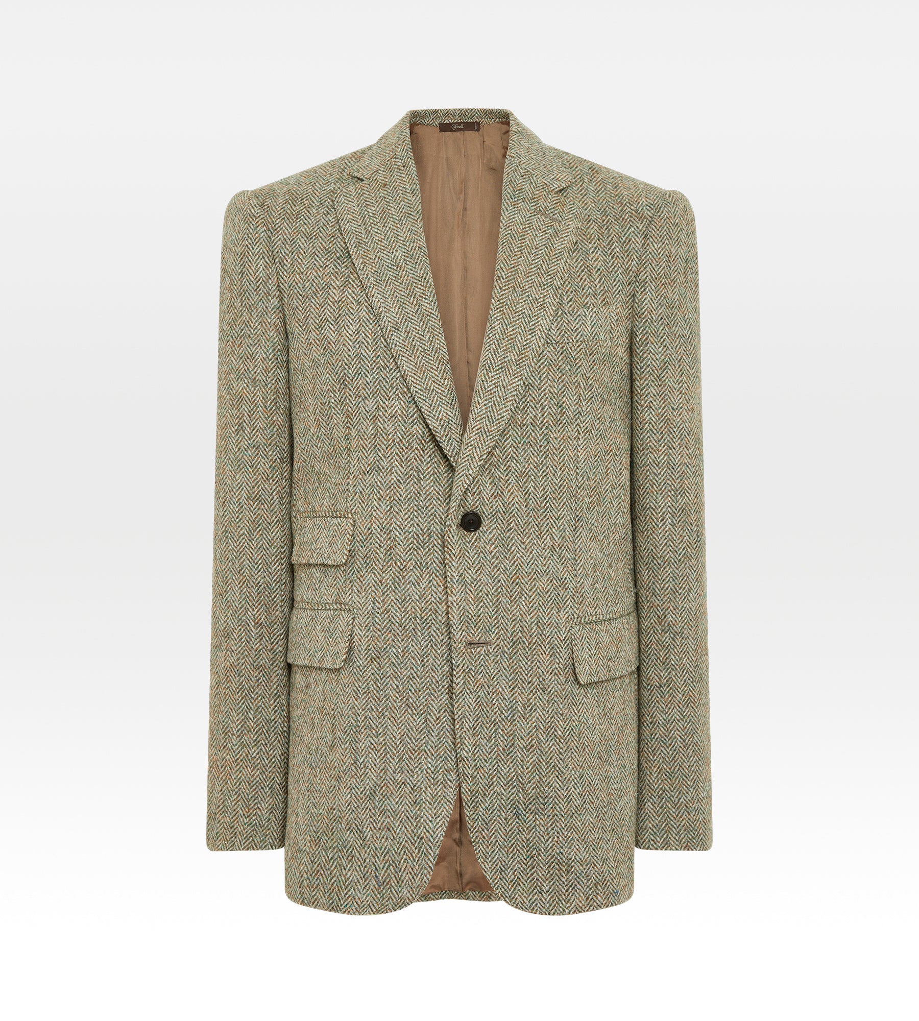 Veste verte à motif chevrons Harris Tweed