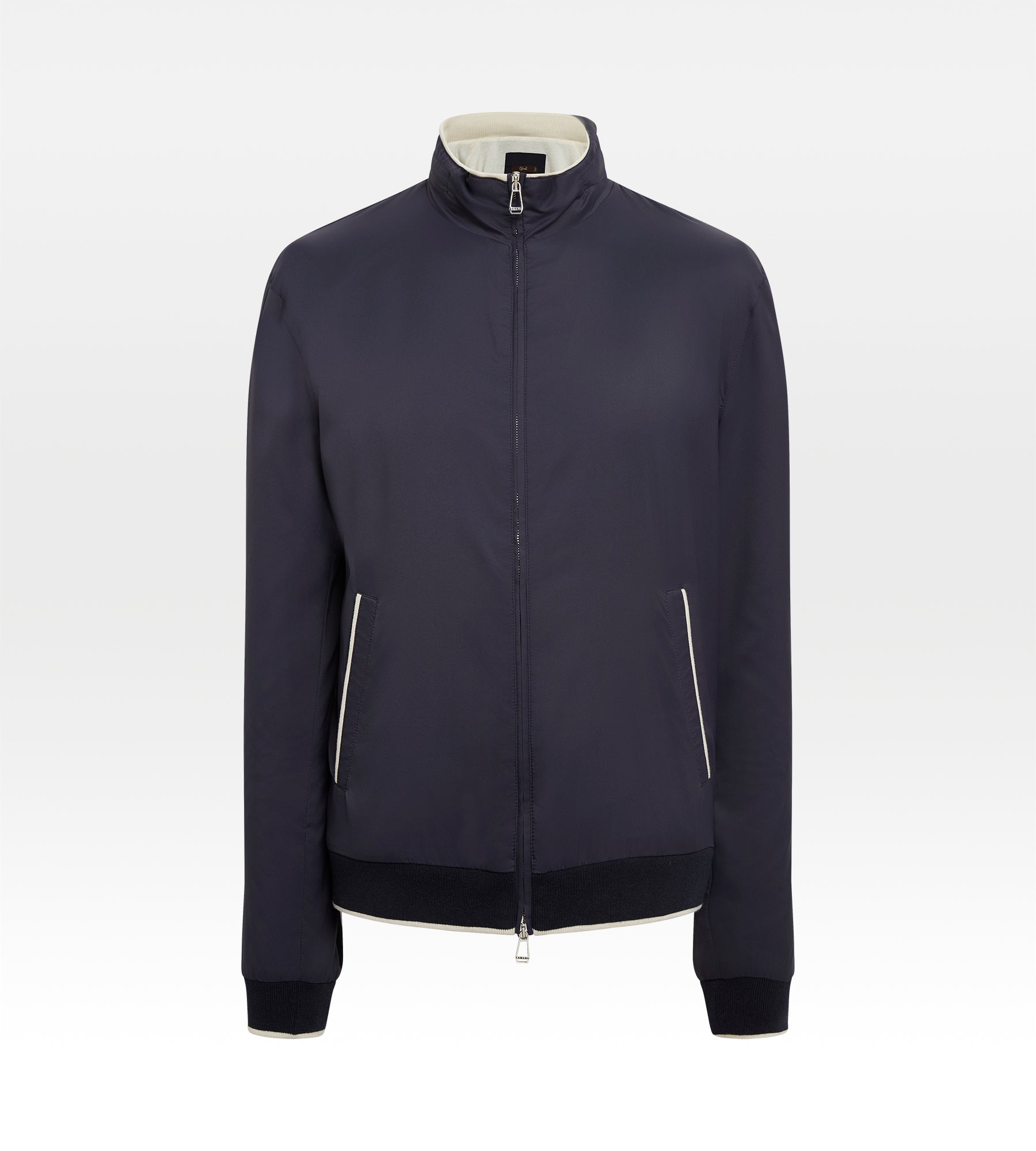 Blouson bleu marine et crème en nylon & coton