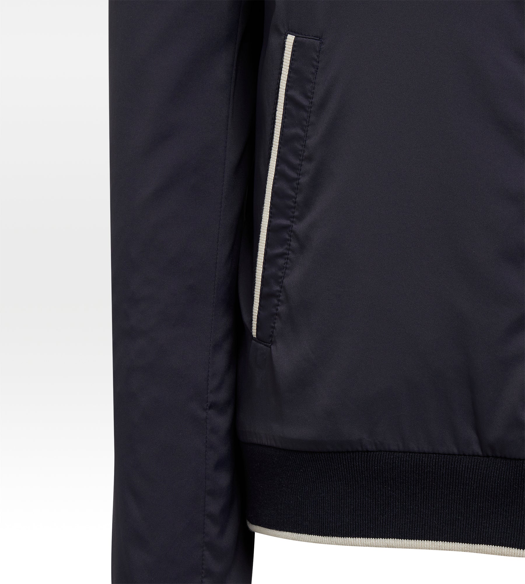 Blouson bleu marine et crème en nylon & coton