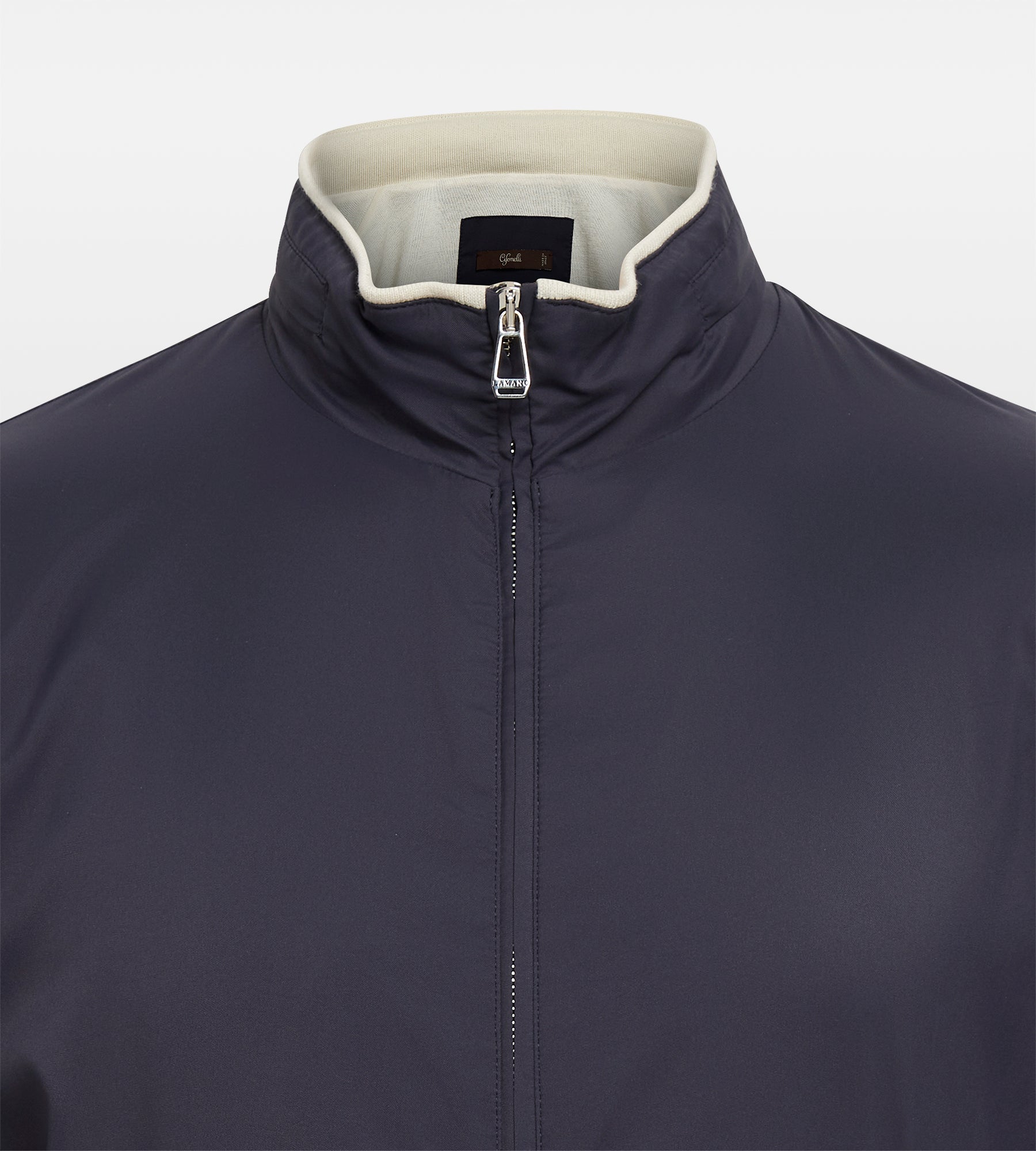 Blouson bleu marine et crème en nylon & coton