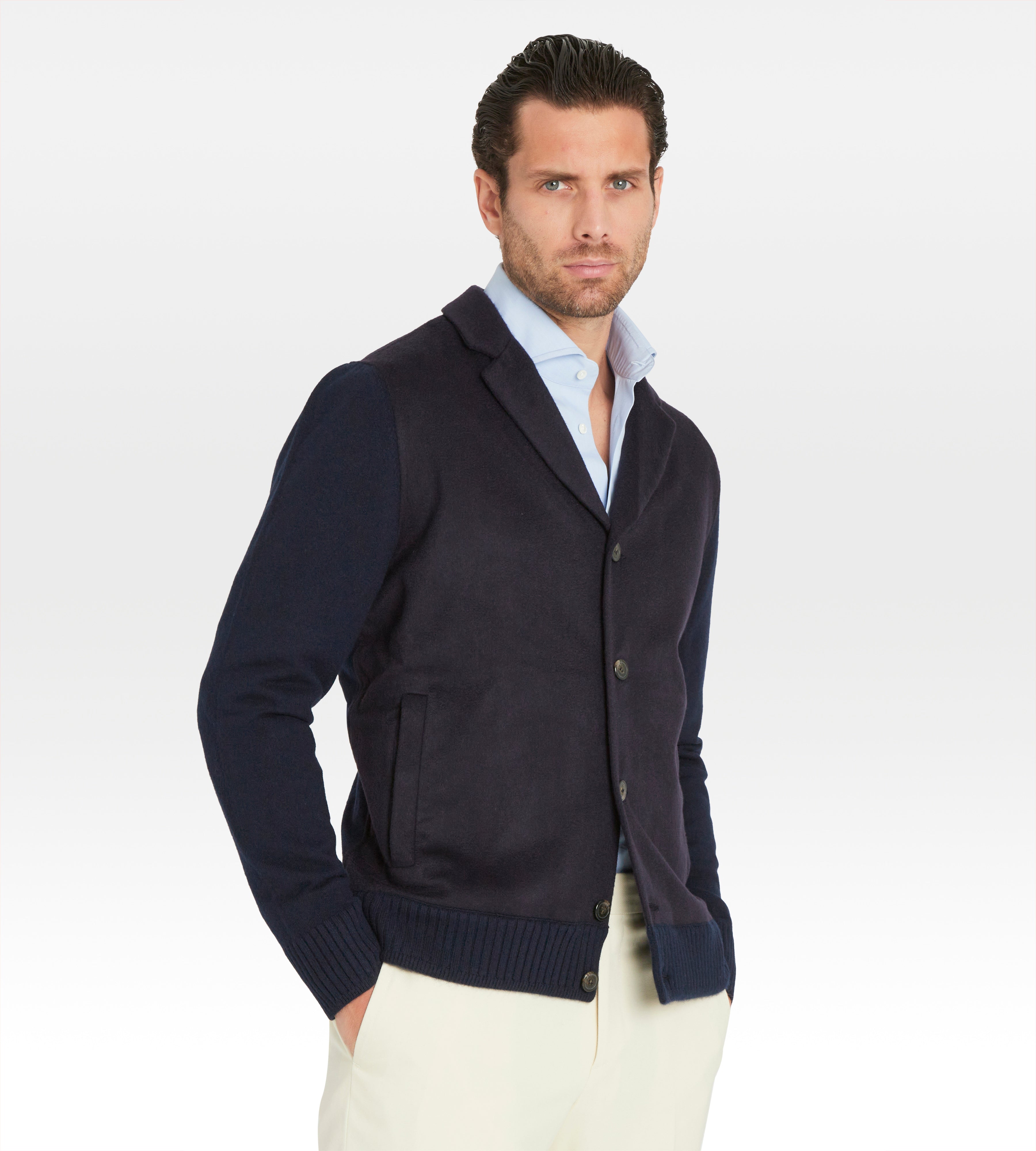 Cardigan bleu marine en cachemire