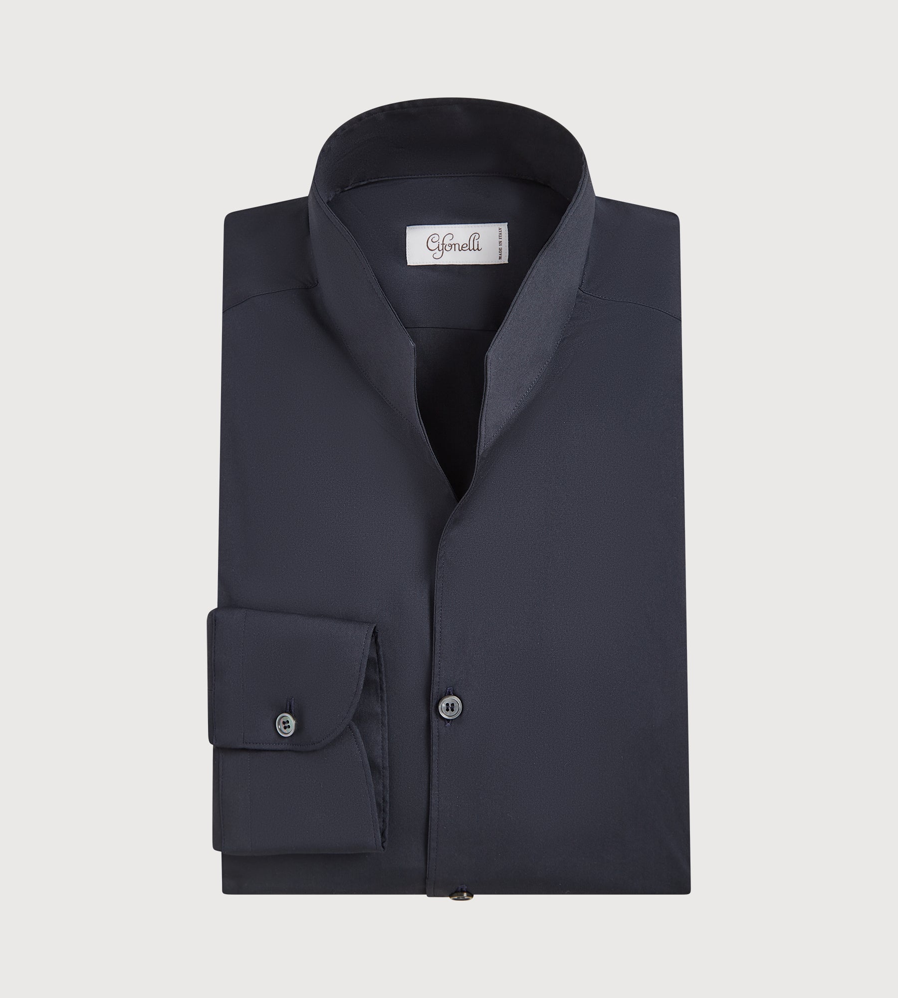 Chemise bleu foncé à col indien