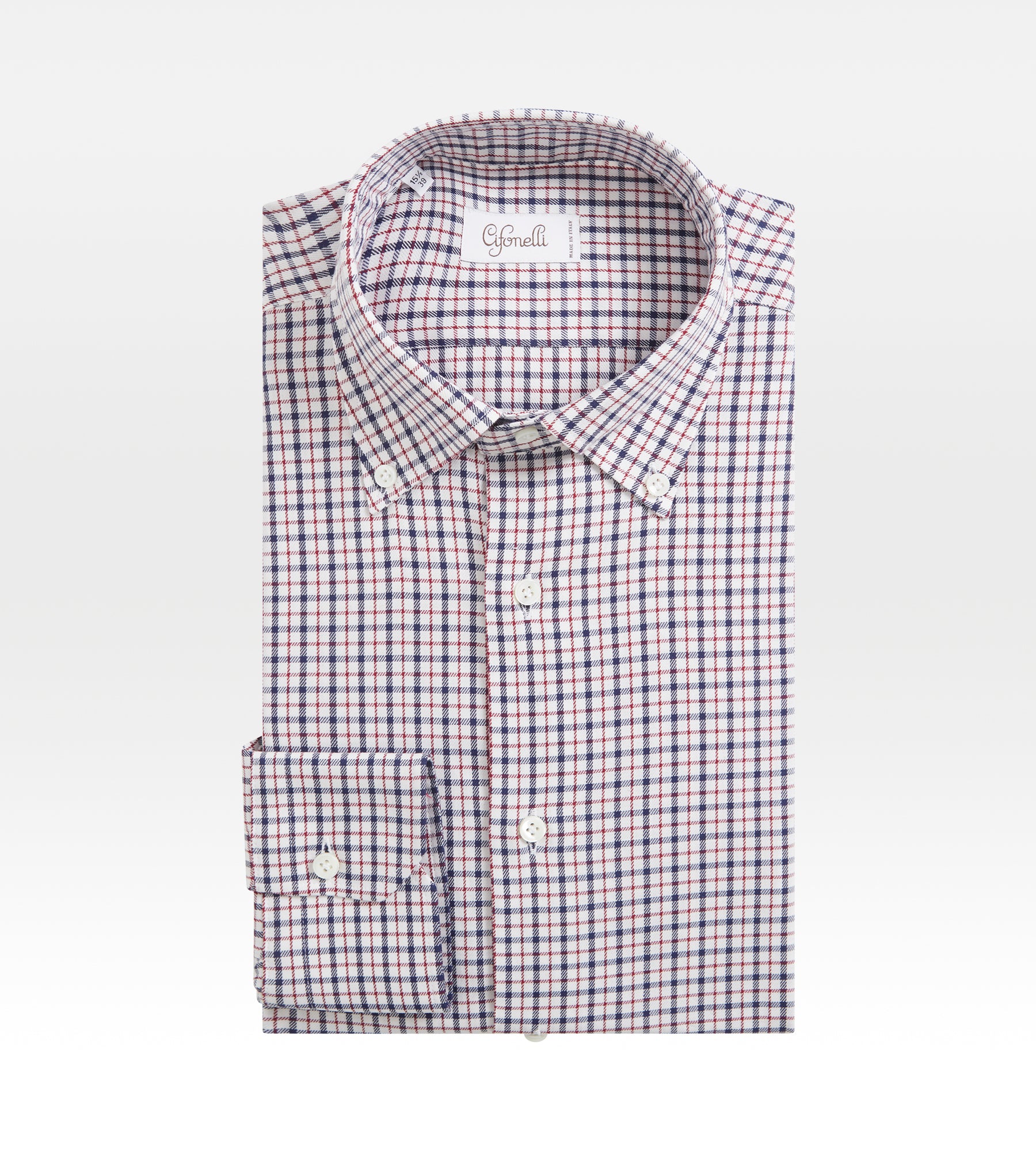 Chemise bleue, blanche et rouges en coton à carreaux