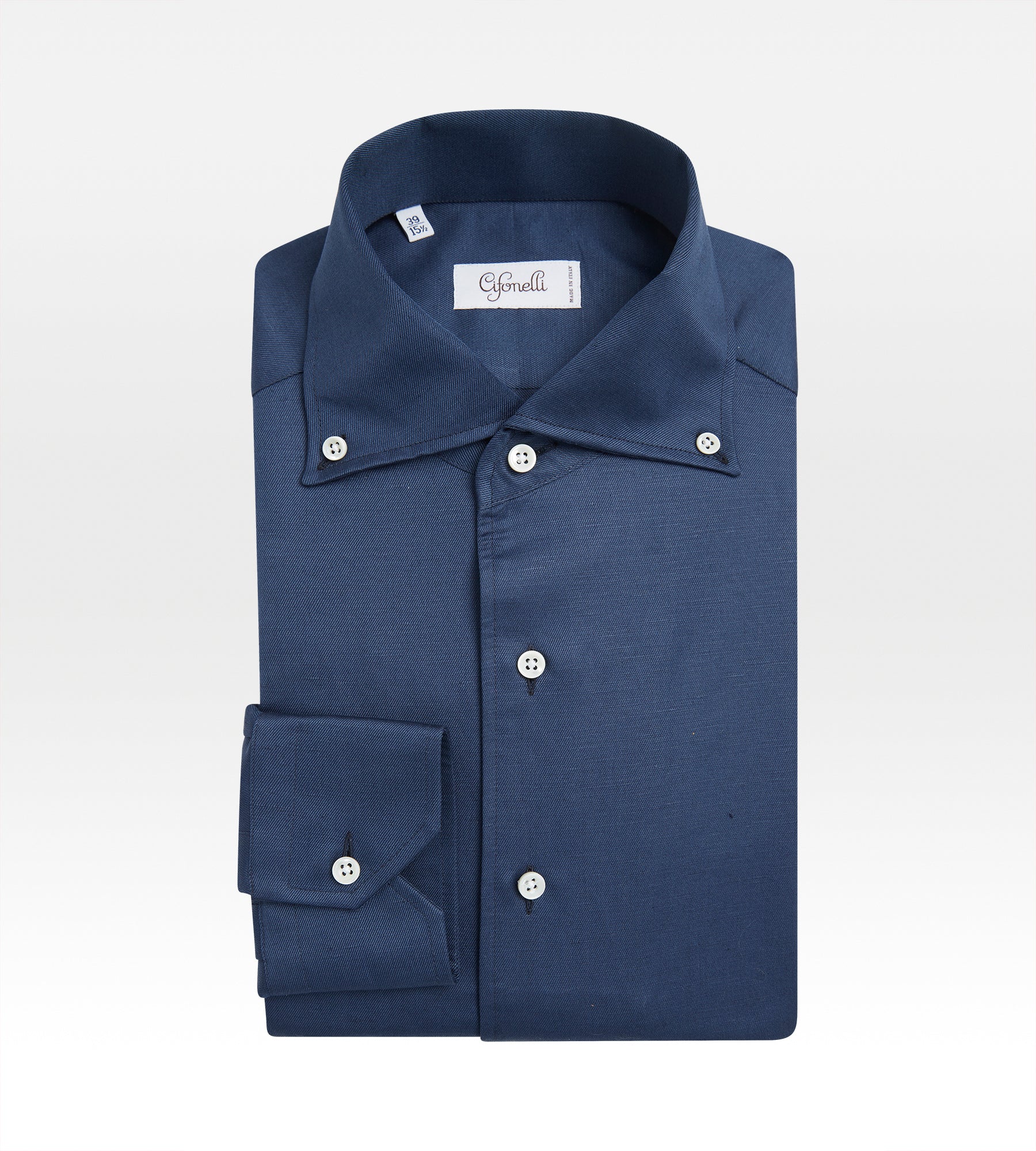 Chemise bleu marine en lin & coton