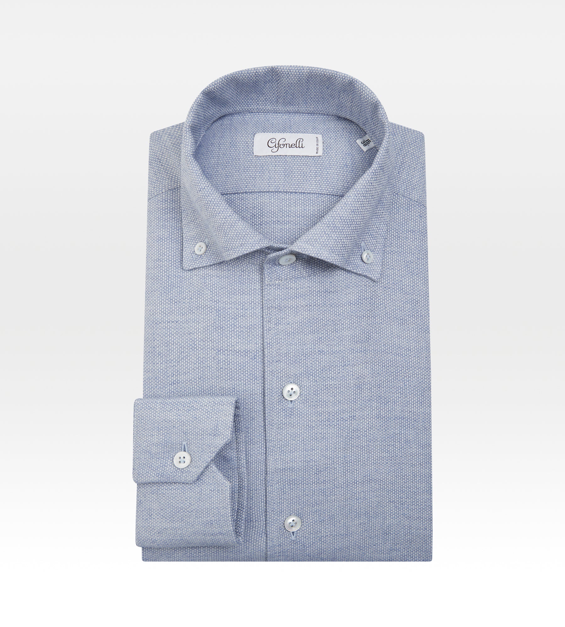Chemise bleue en coton & laine
