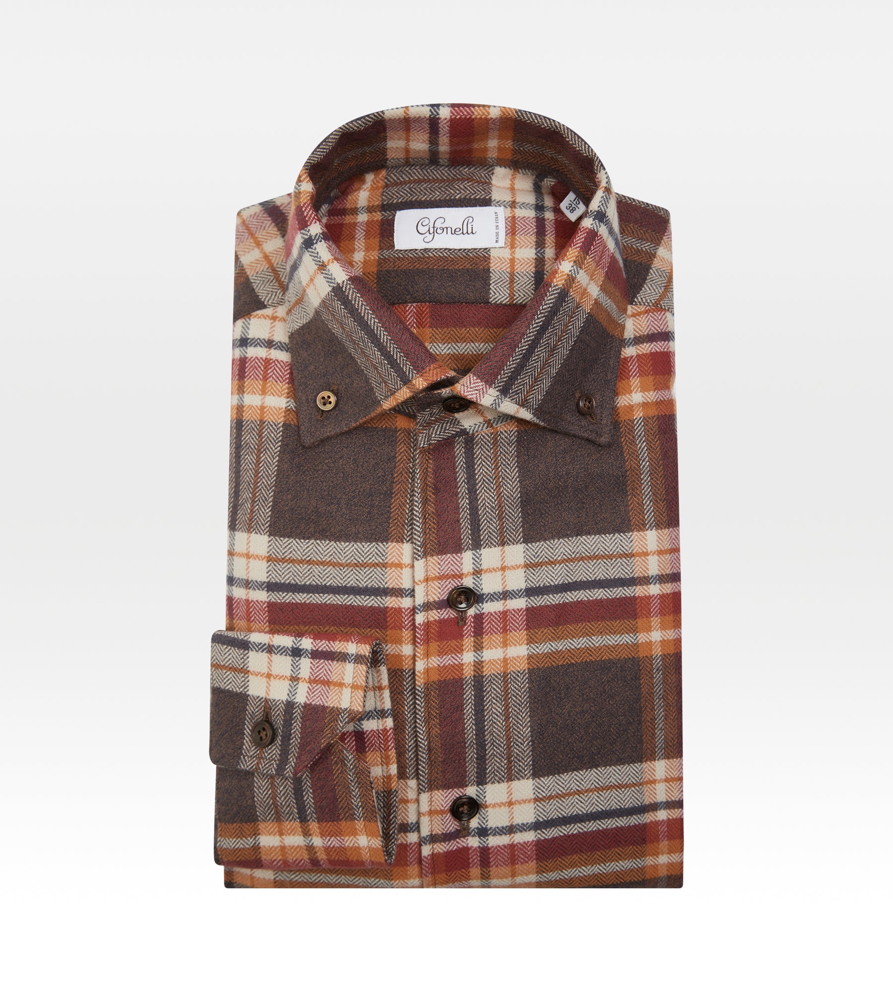 Chemise épaisse orange à carreaux