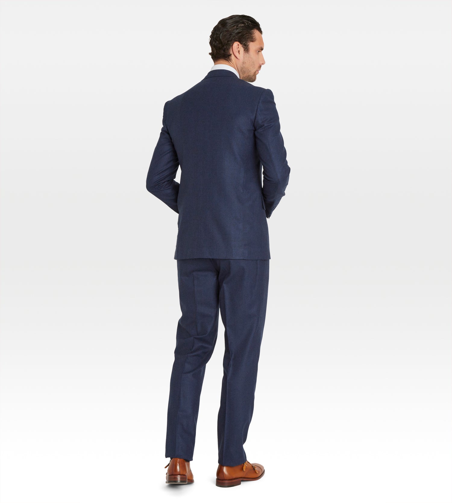 Costume 3 pièces bleu en flanelle à motif Prince de Galles